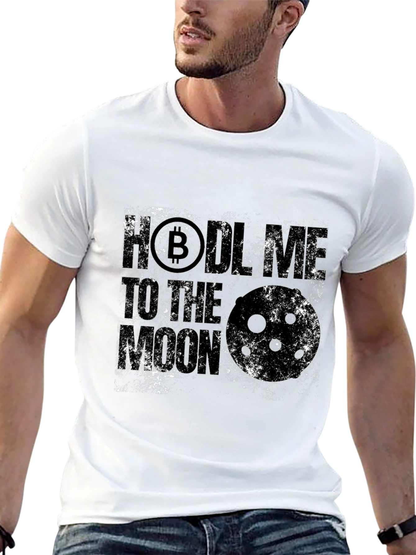 Bitcoin Crypto Distressed Graphic Black T-Shirt