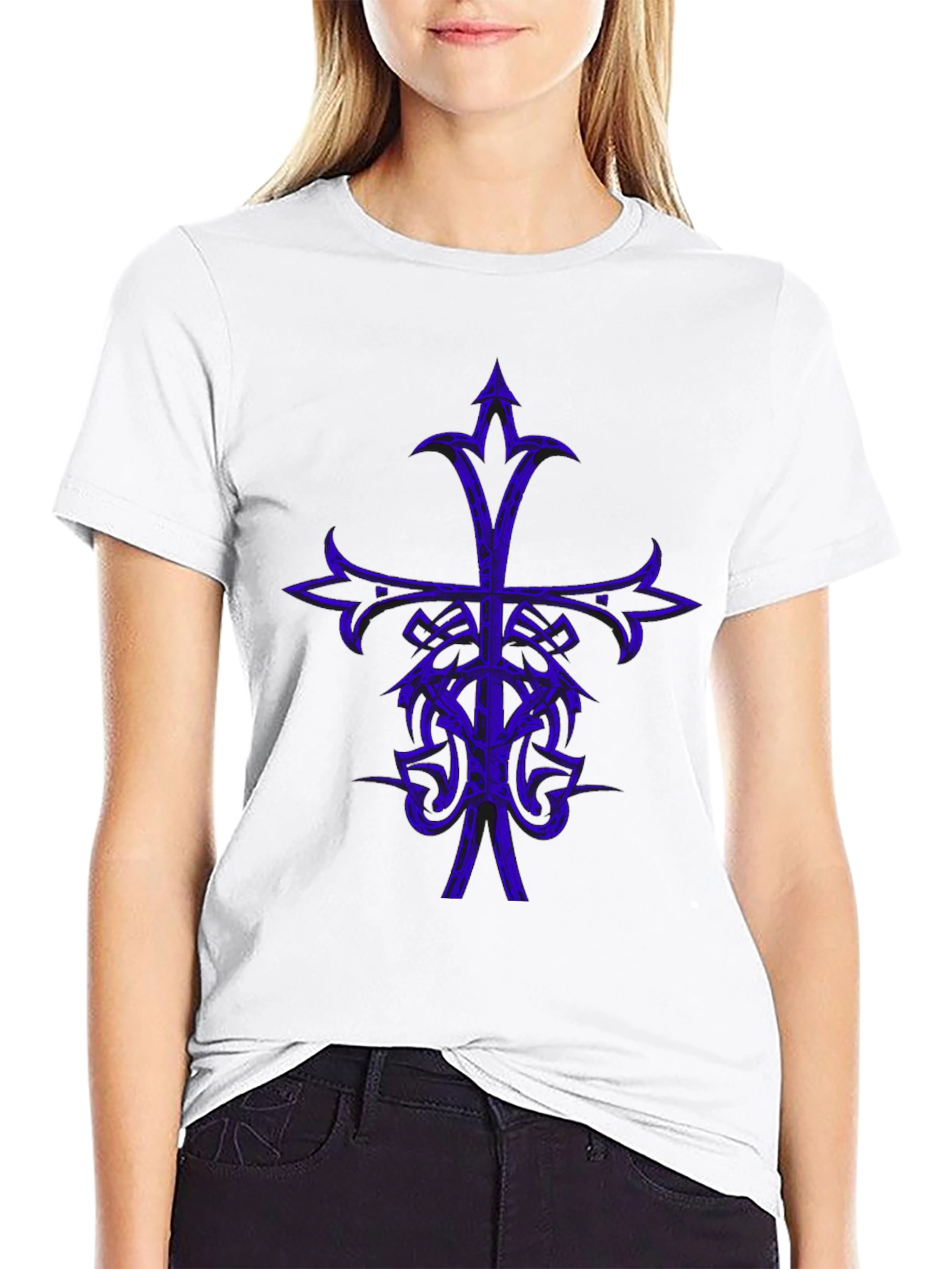 Tribal Cross Graphic Black T-Shirt