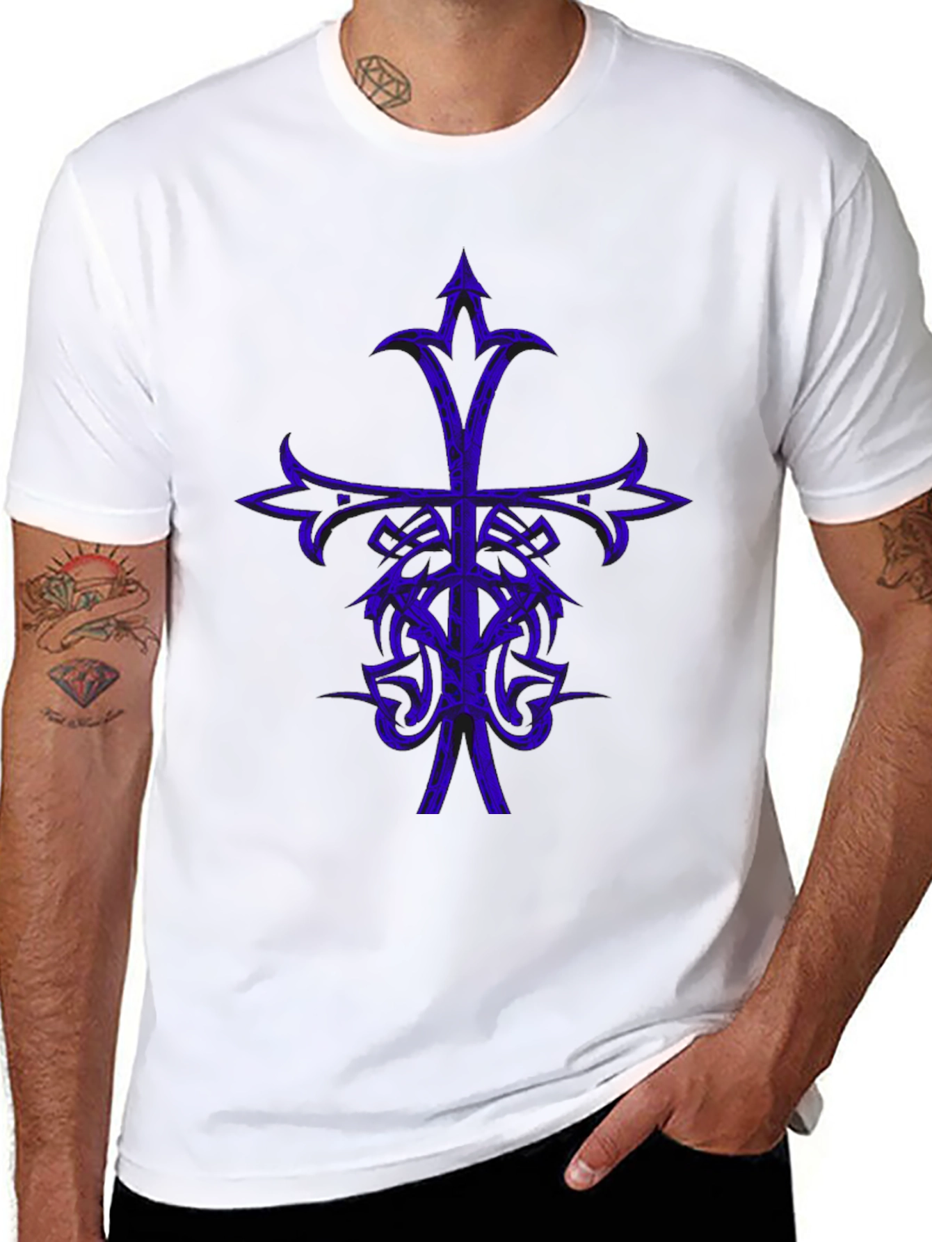 Tribal Cross Graphic Black T-Shirt