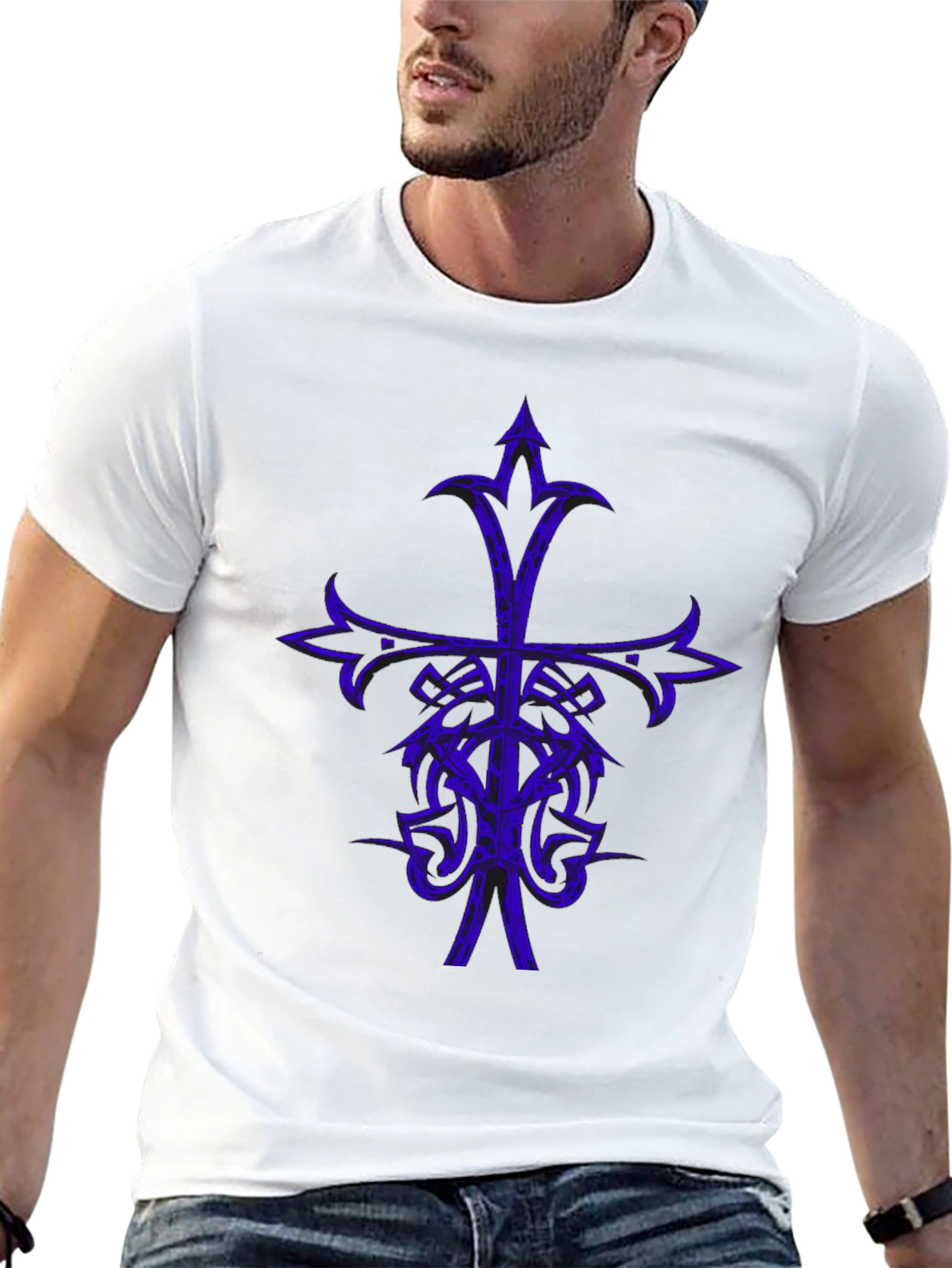 Tribal Cross Graphic Black T-Shirt