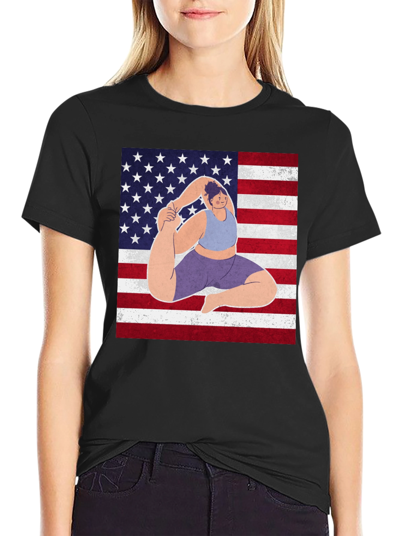 Yoga USA Flag Graphic T-Shirt
