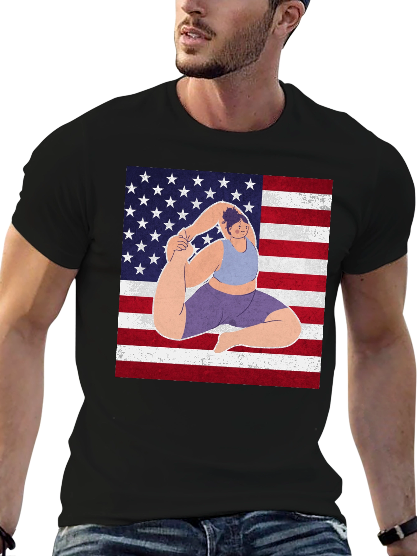 Yoga USA Flag Graphic T-Shirt