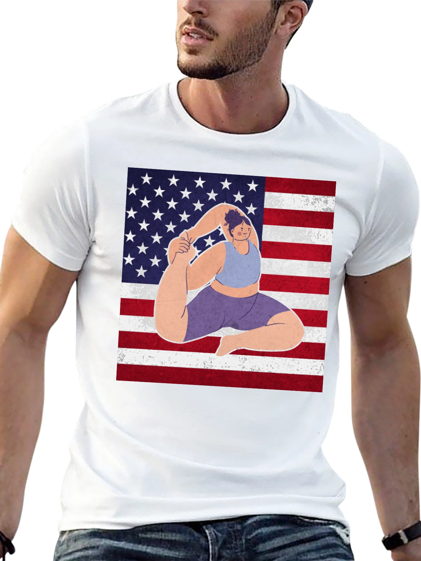 Yoga USA Flag Graphic T-Shirt