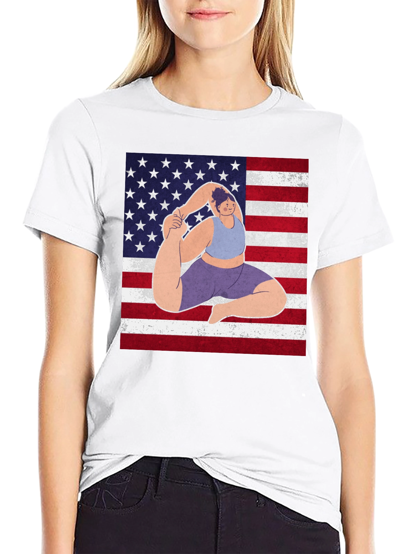 Yoga USA Flag Graphic T-Shirt