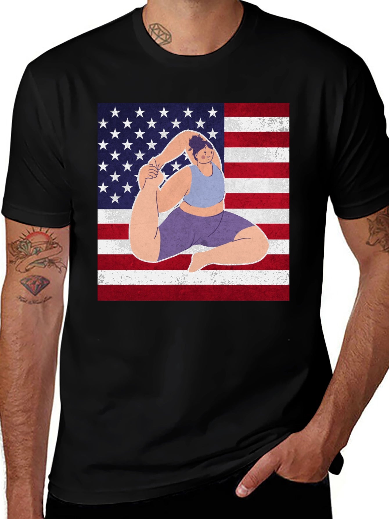 Yoga USA Flag Graphic T-Shirt