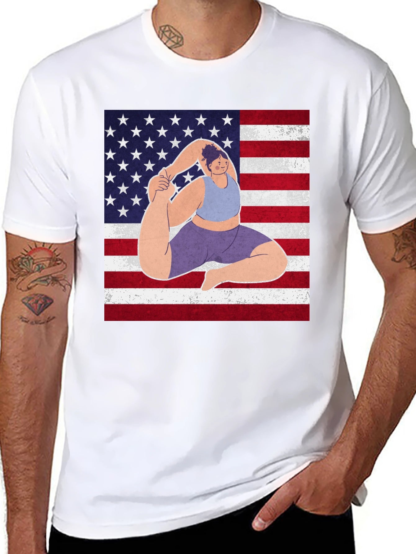 Yoga USA Flag Graphic T-Shirt