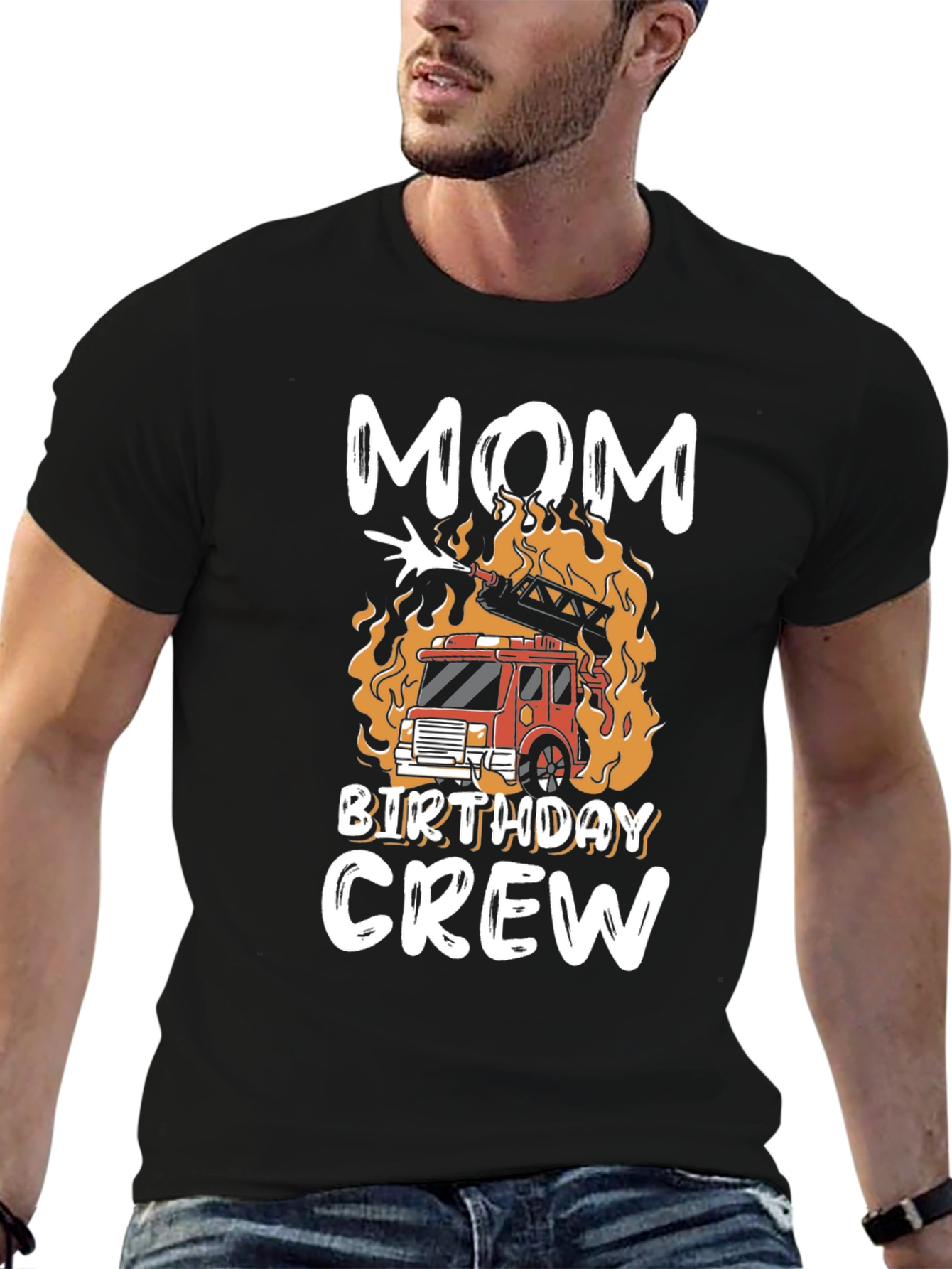 Mom Birthday Crew Firetruck T-Shirt