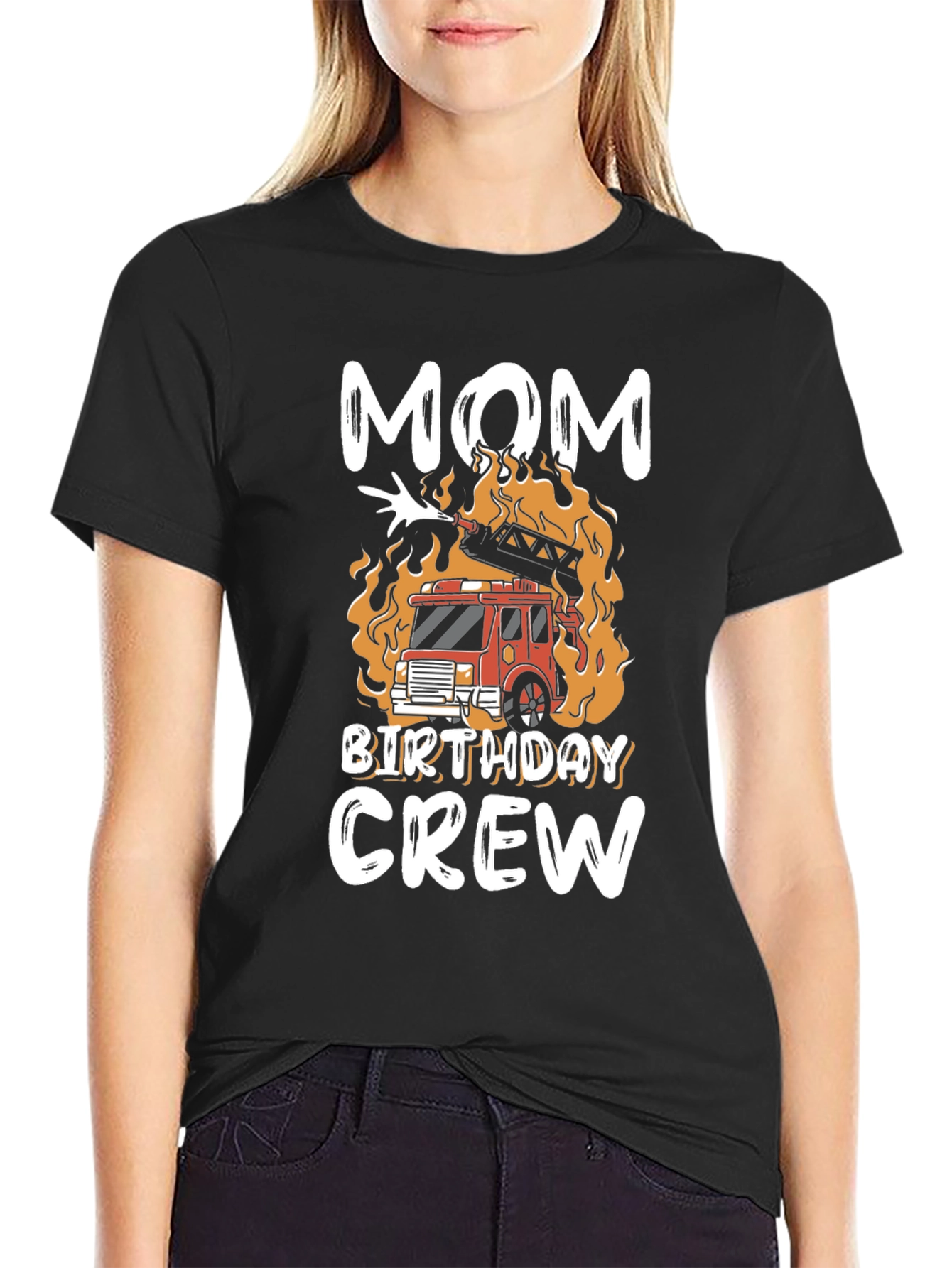 Mom Birthday Crew Firetruck T-Shirt