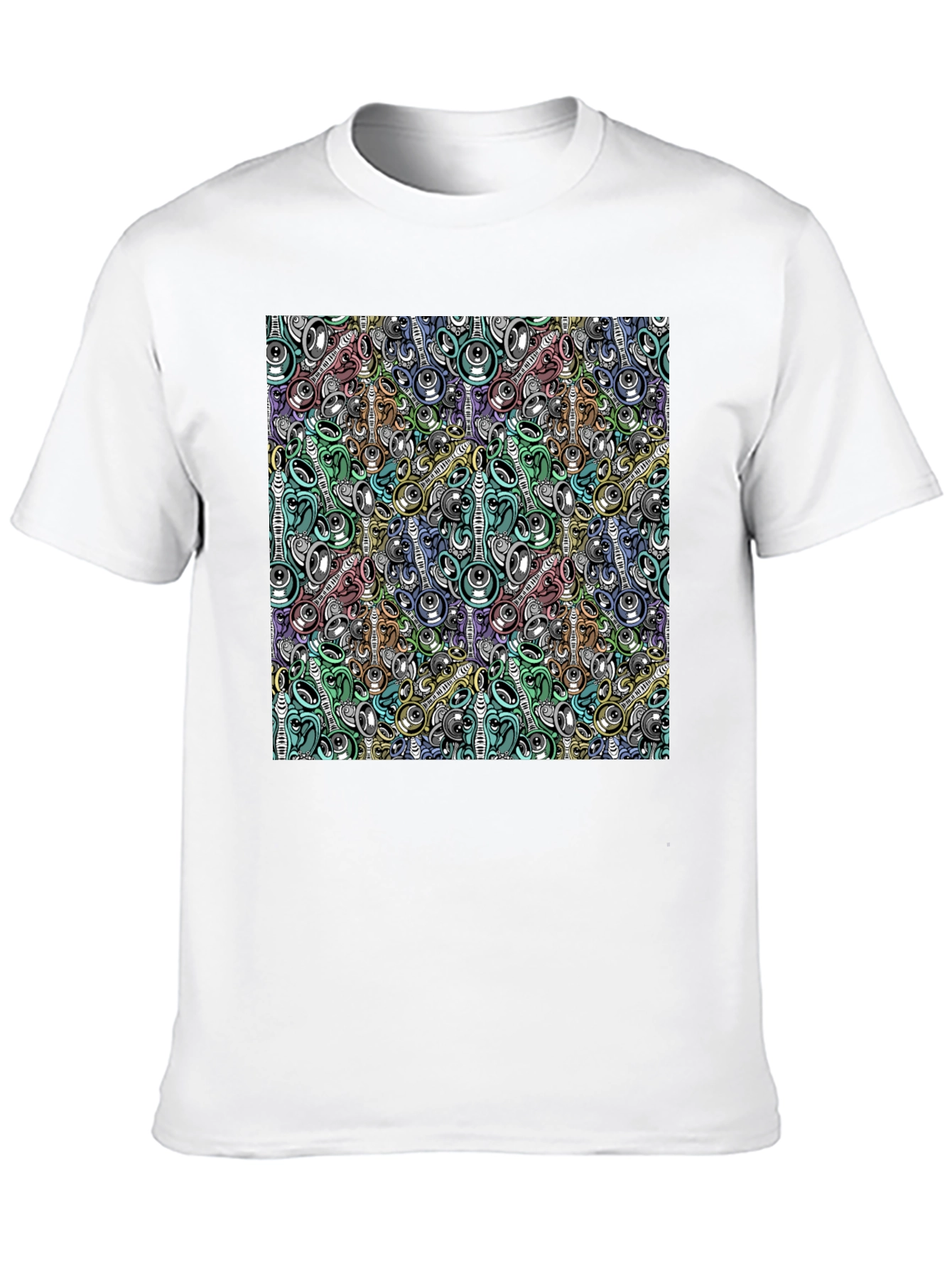 Abstract Music Pattern Black T-Shirt