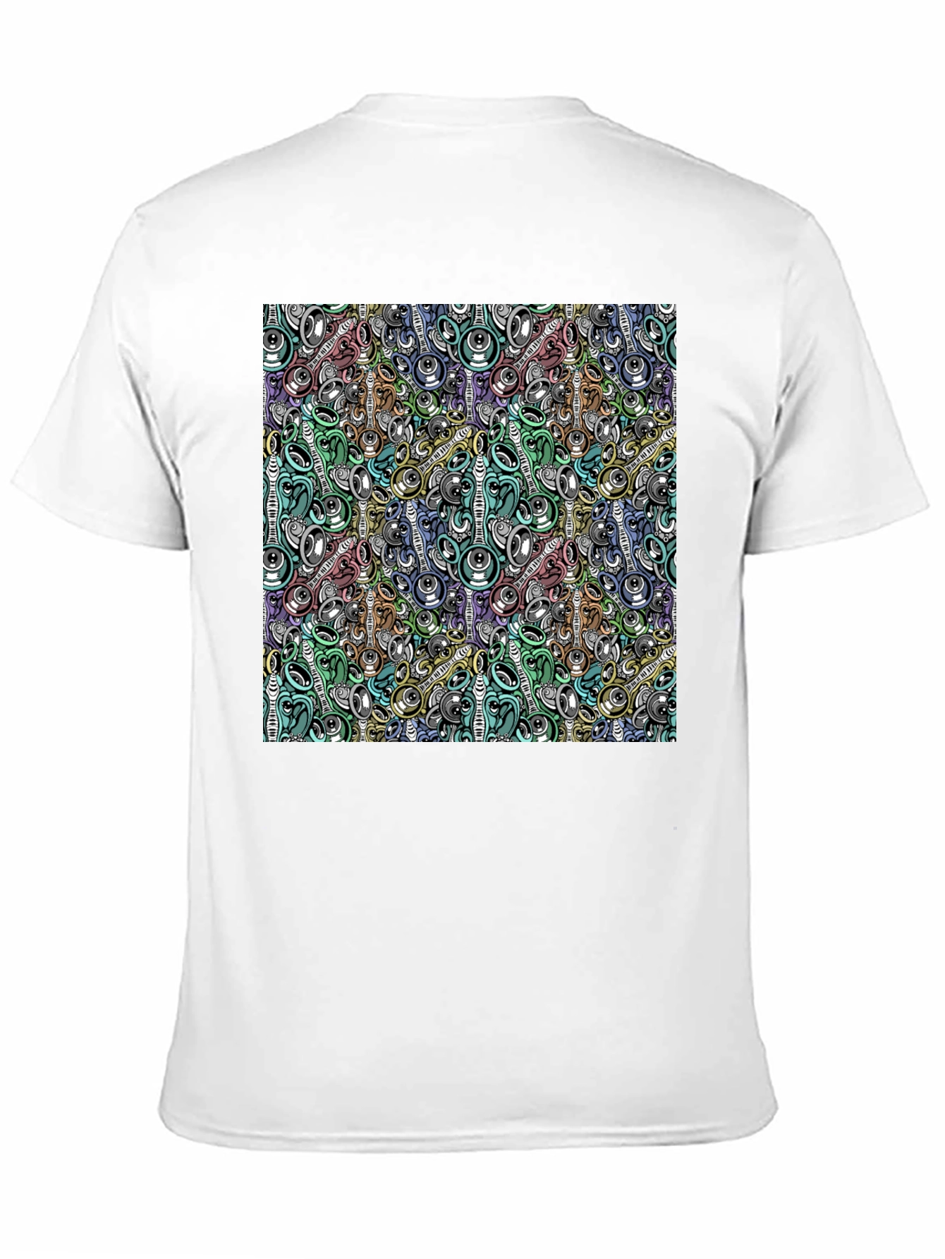 Abstract Music Pattern Black T-Shirt