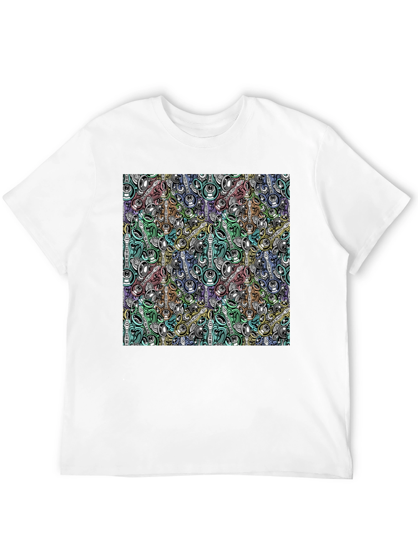 Abstract Music Pattern Black T-Shirt