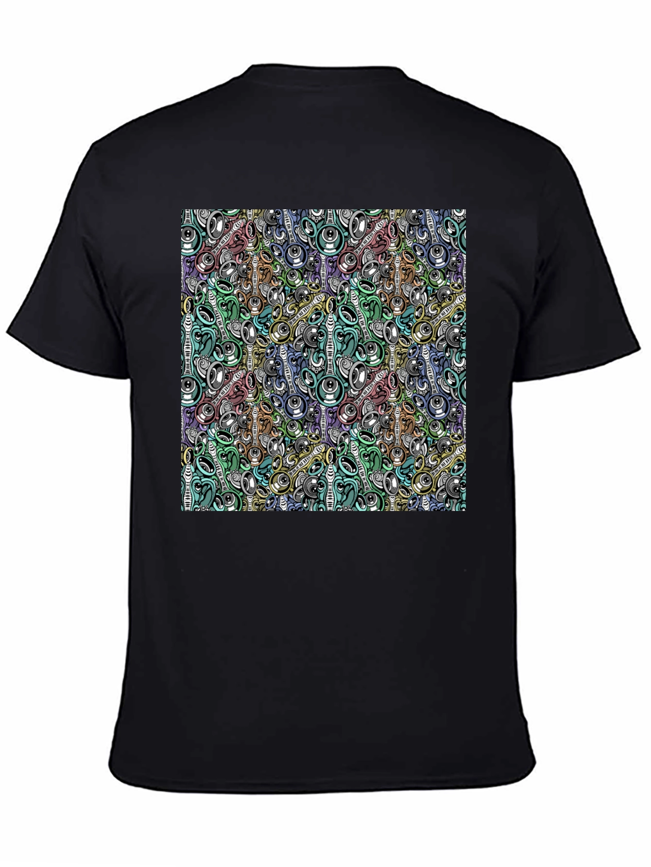 Abstract Music Pattern Black T-Shirt