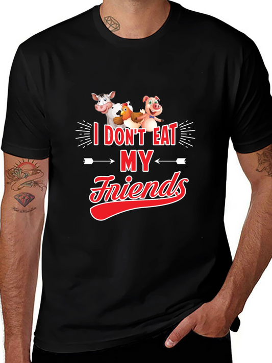Vegan Graphic Tee - I Dont Eat My Friends - Black