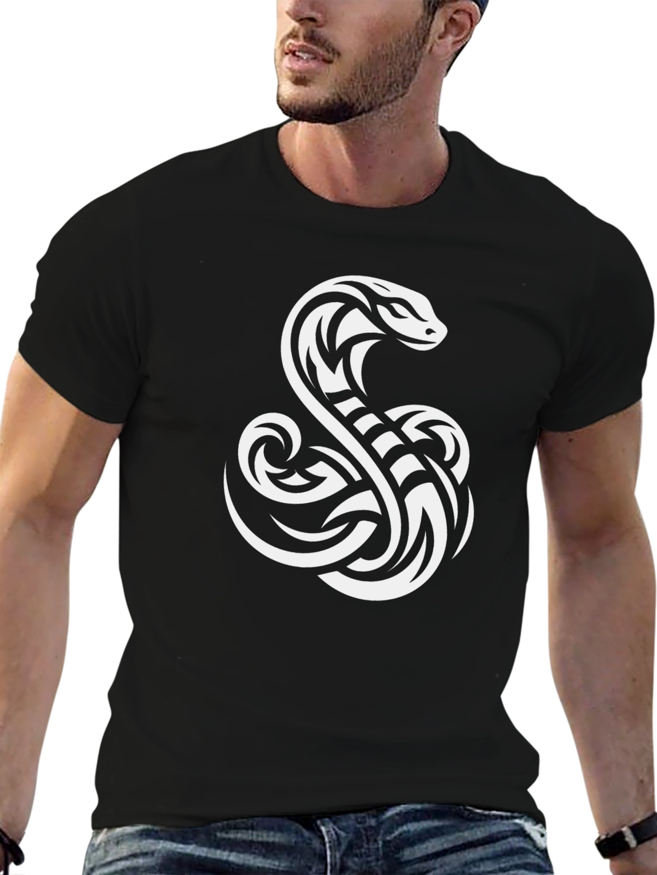 Black T-Shirt with Cobra Graphic