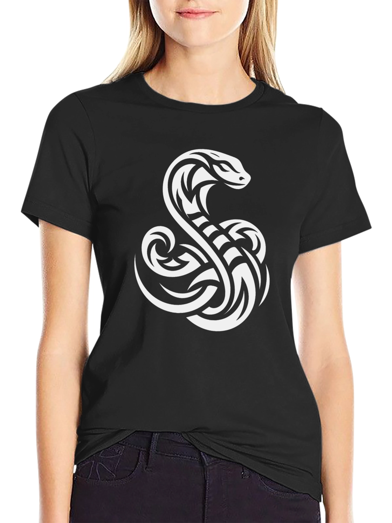 Black T-Shirt with Cobra Graphic