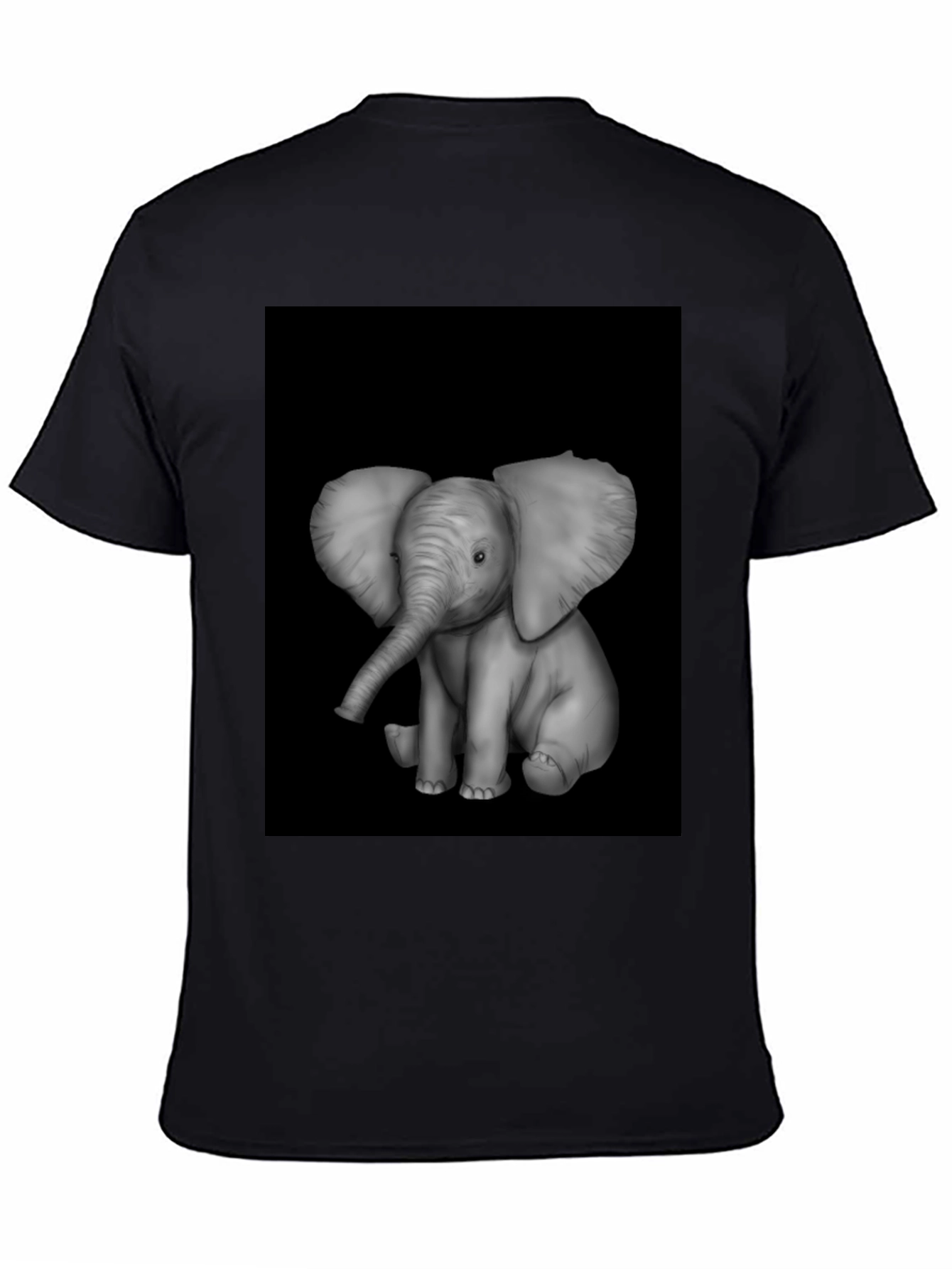 Elephant Graphic Print Black T-Shirt