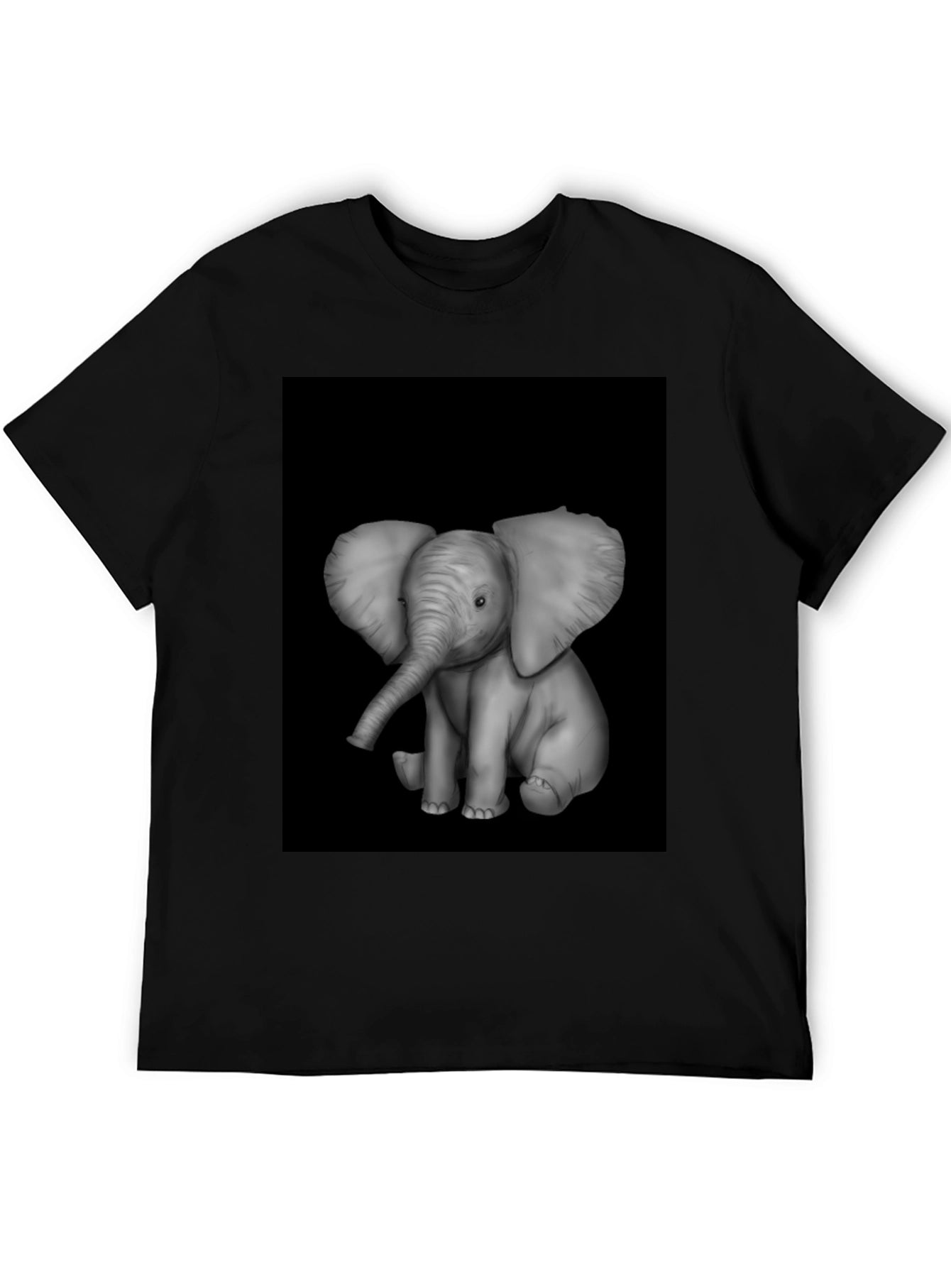 Elephant Graphic Print Black T-Shirt
