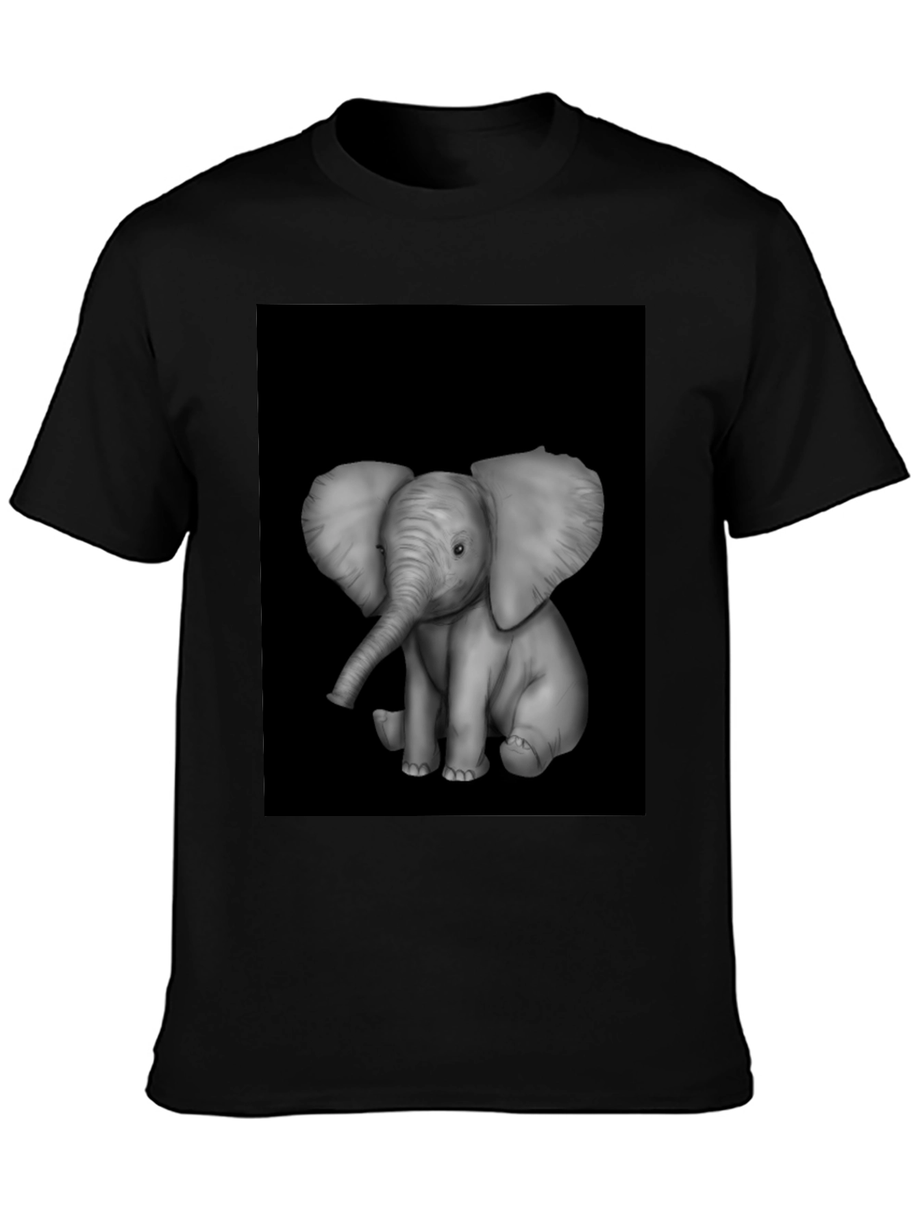 Elephant Graphic Print Black T-Shirt