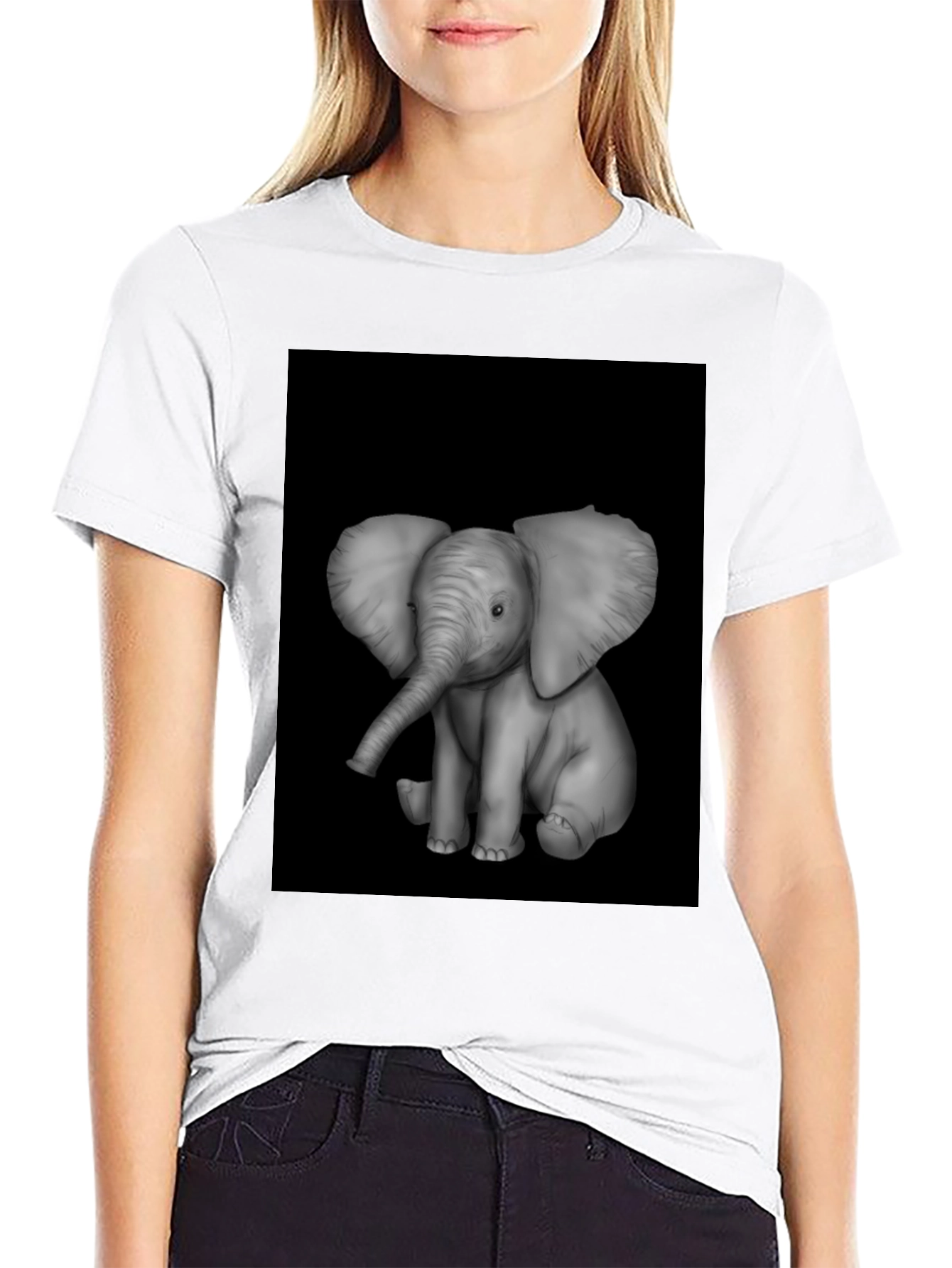 Elephant Graphic Print Black T-Shirt