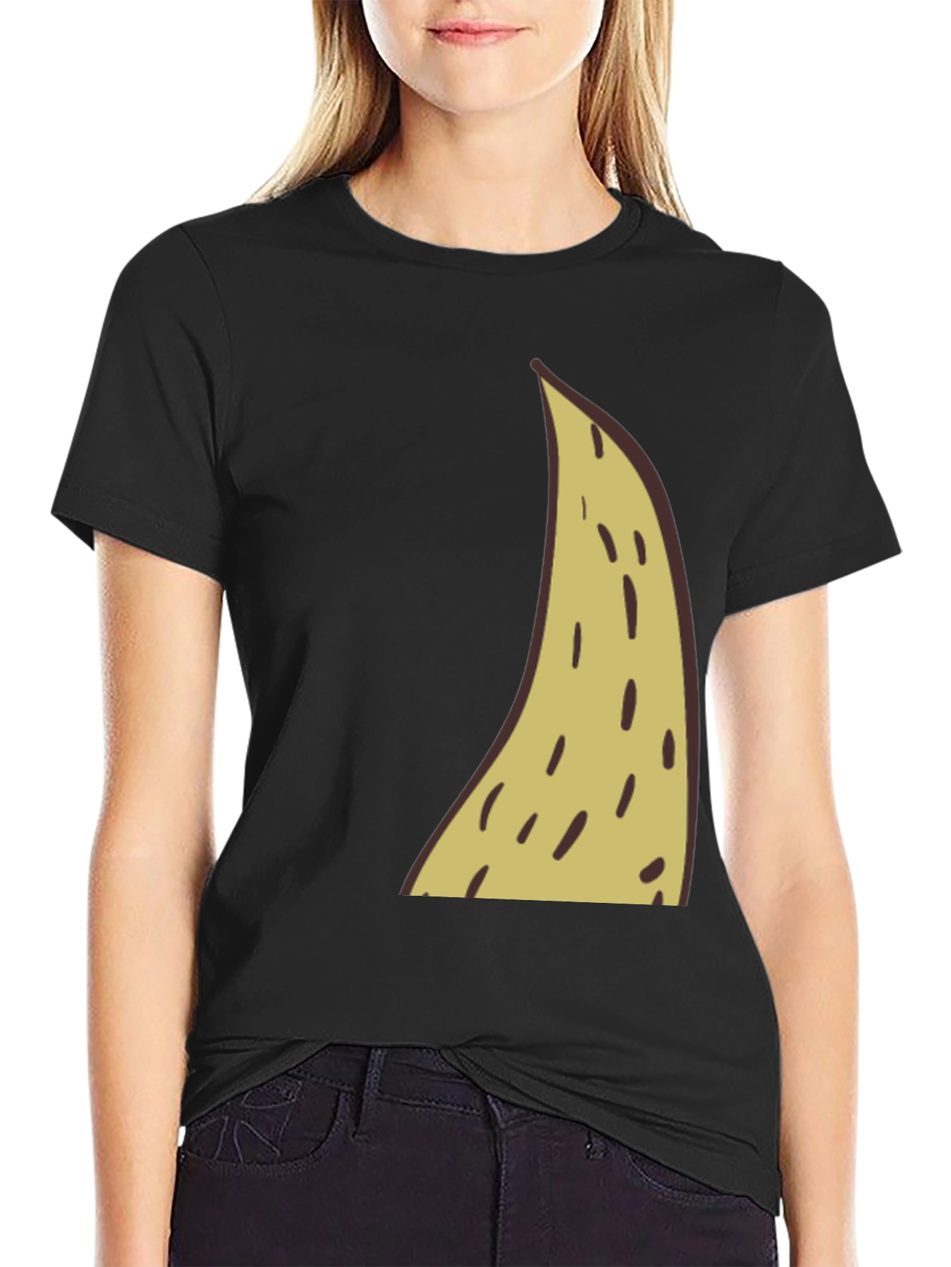 Funny Banana Slice Graphic Tee - Black Cotton T-Shirt