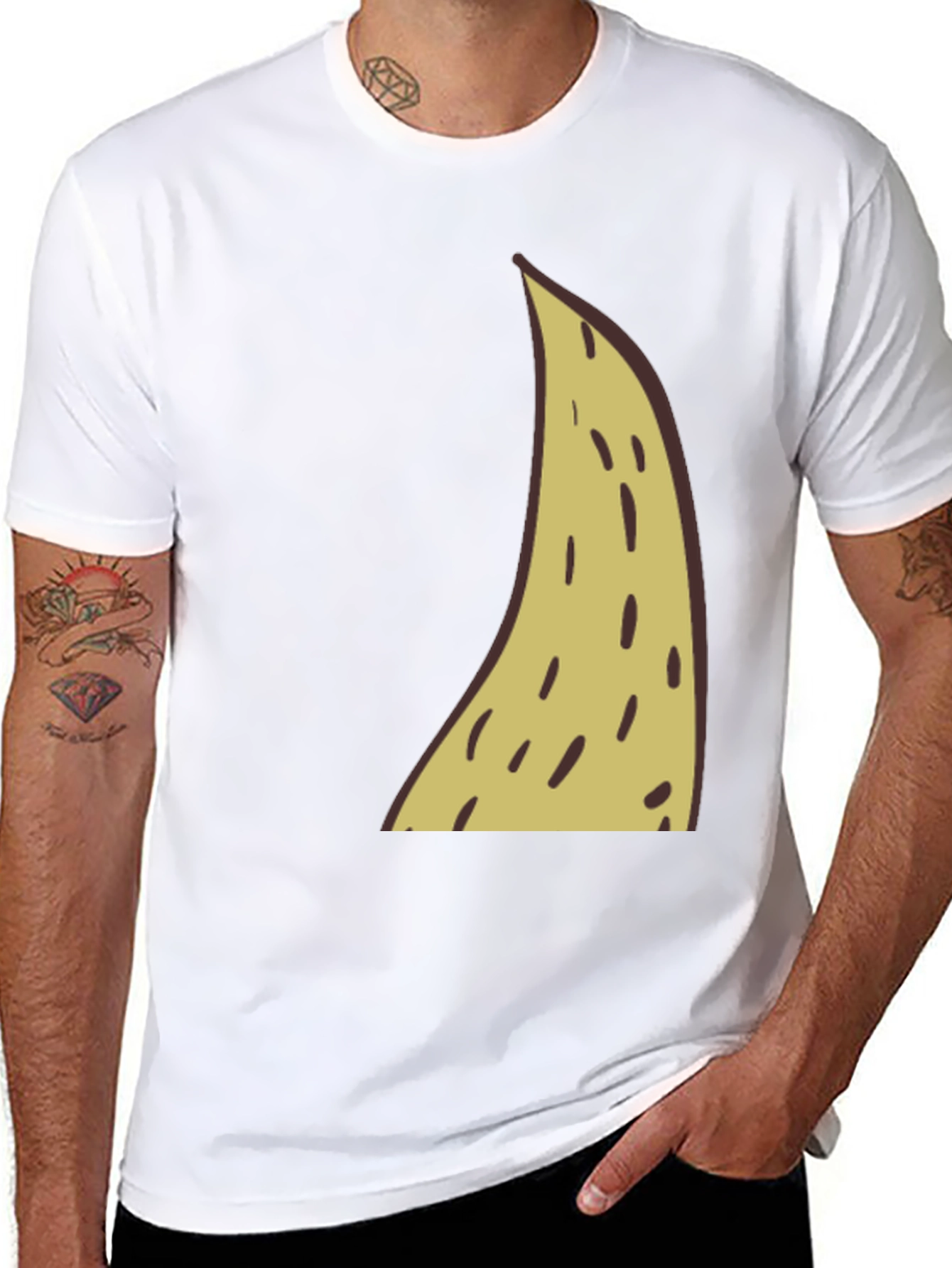 Funny Banana Slice Graphic Tee - Black Cotton T-Shirt