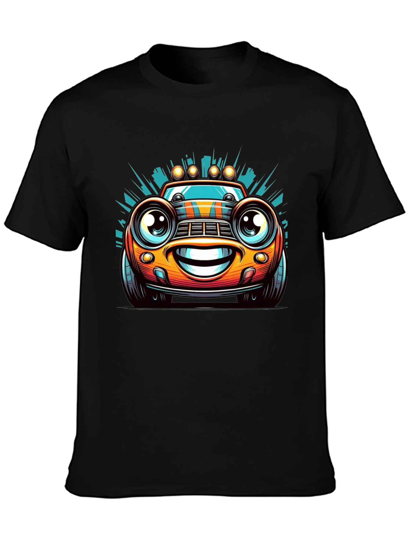 Cartoon Car Graphic Tee - Mens Black T-Shirt