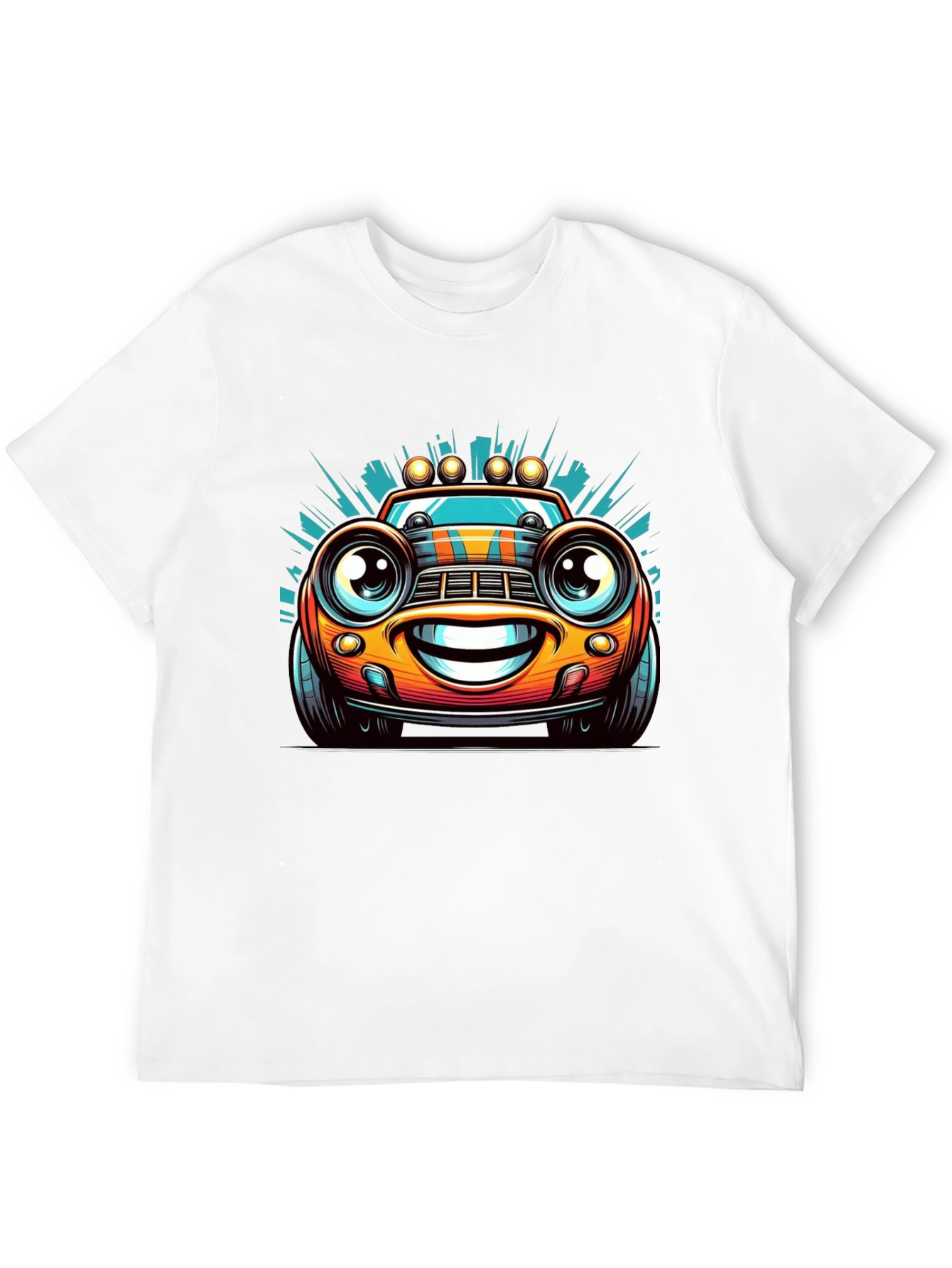 Cartoon Car Graphic Tee - Mens Black T-Shirt