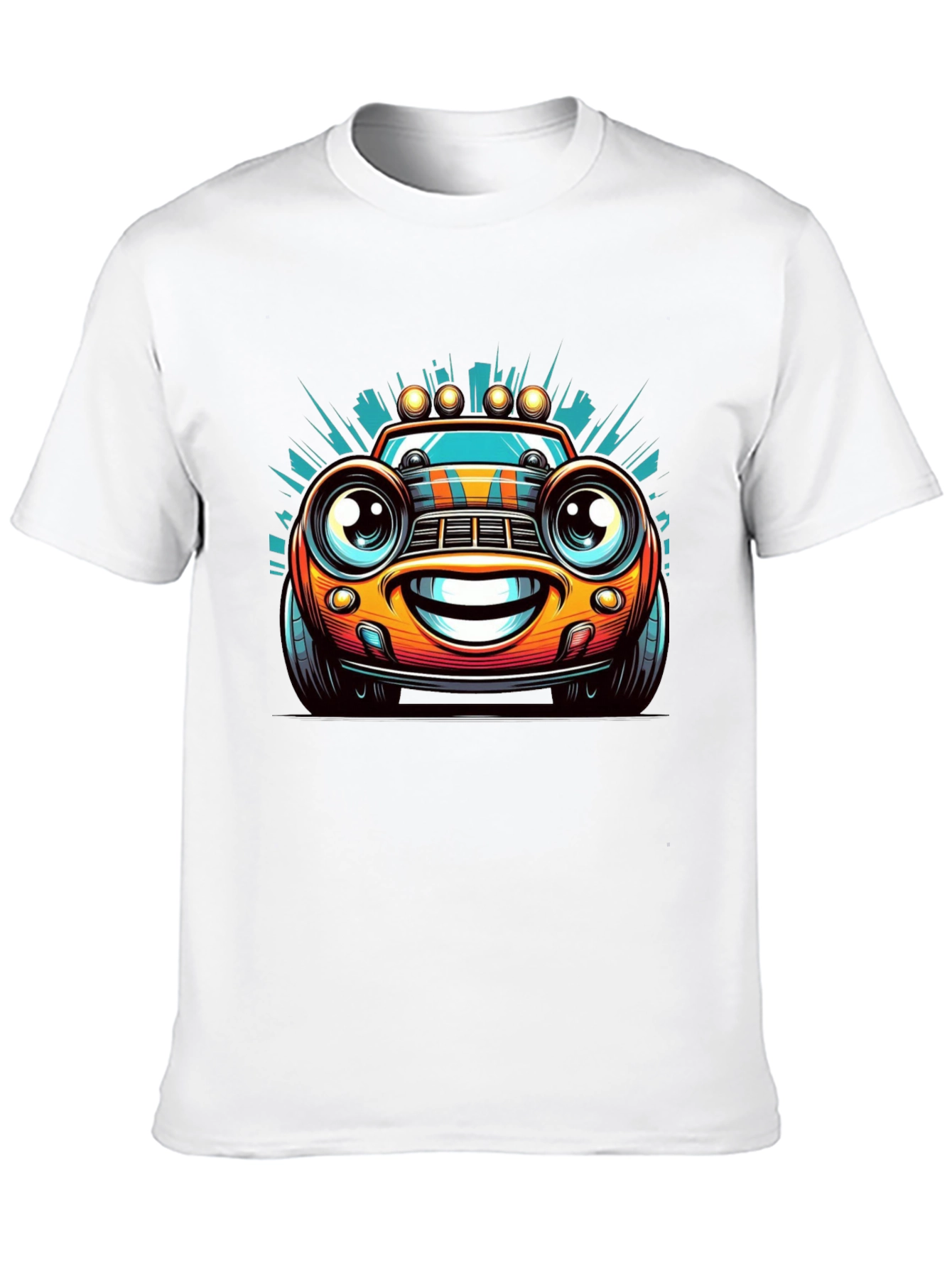 Cartoon Car Graphic Tee - Mens Black T-Shirt