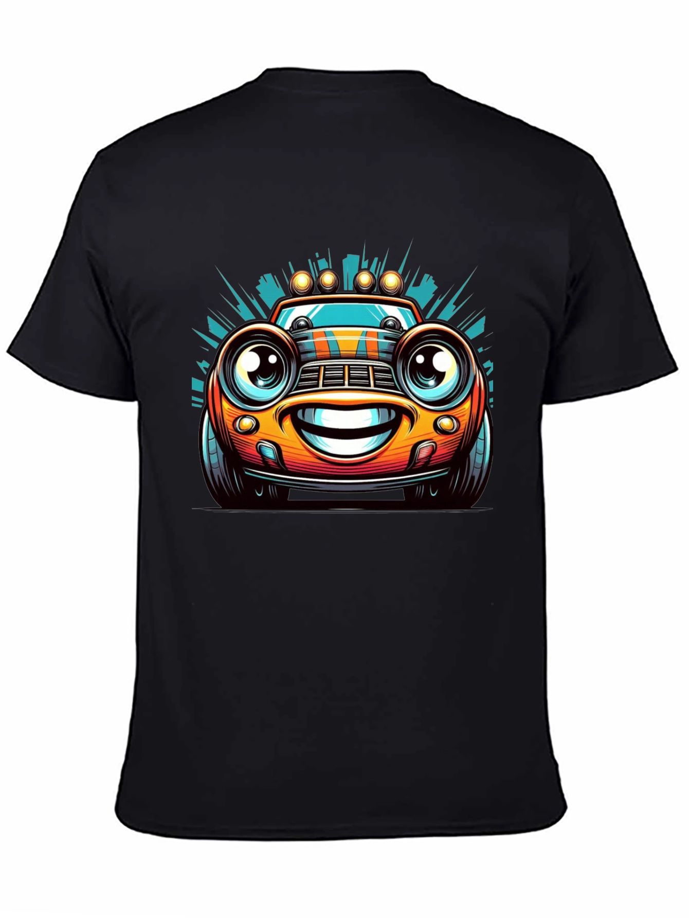 Cartoon Car Graphic Tee - Mens Black T-Shirt