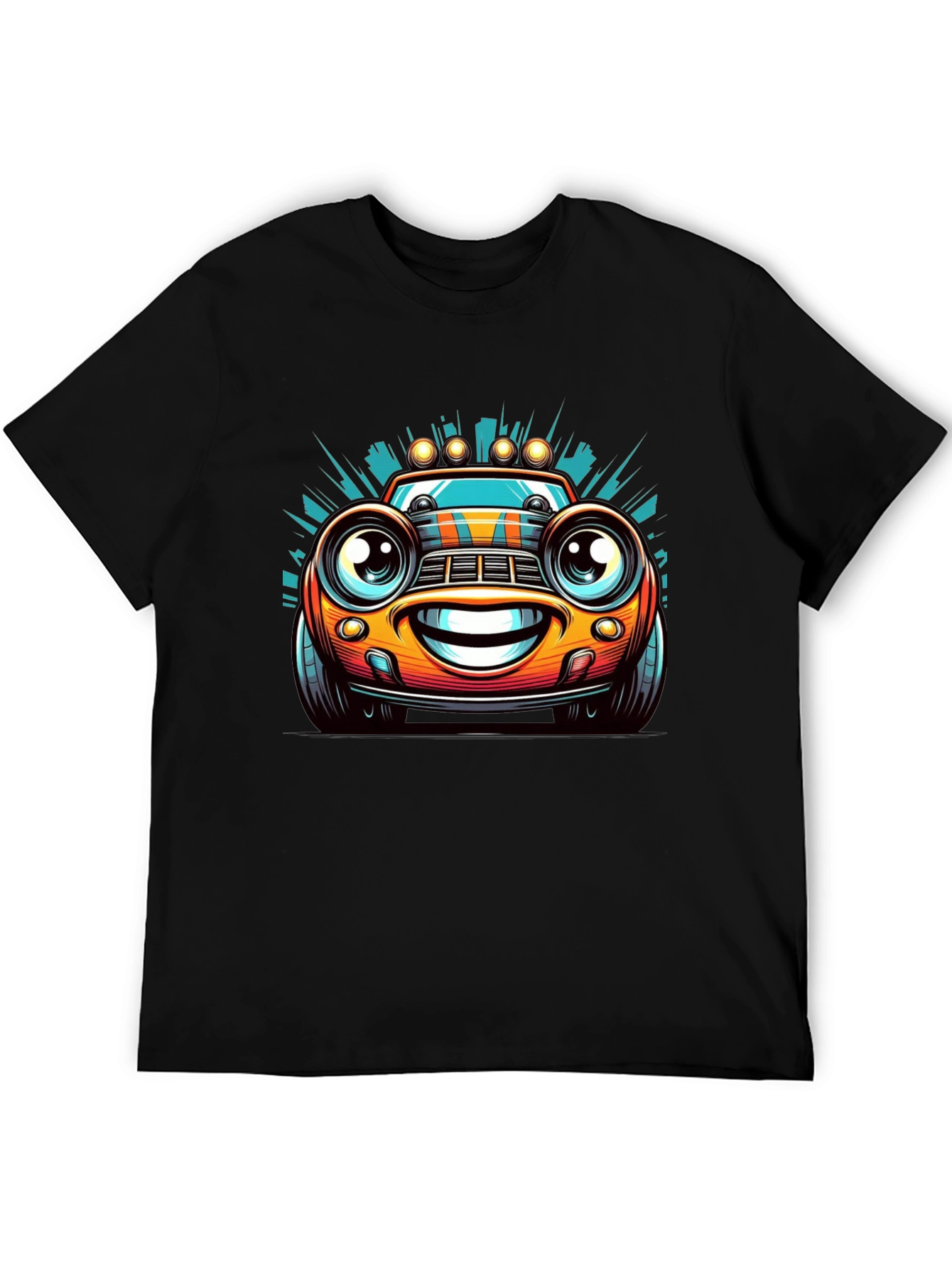 Cartoon Car Graphic Tee - Mens Black T-Shirt