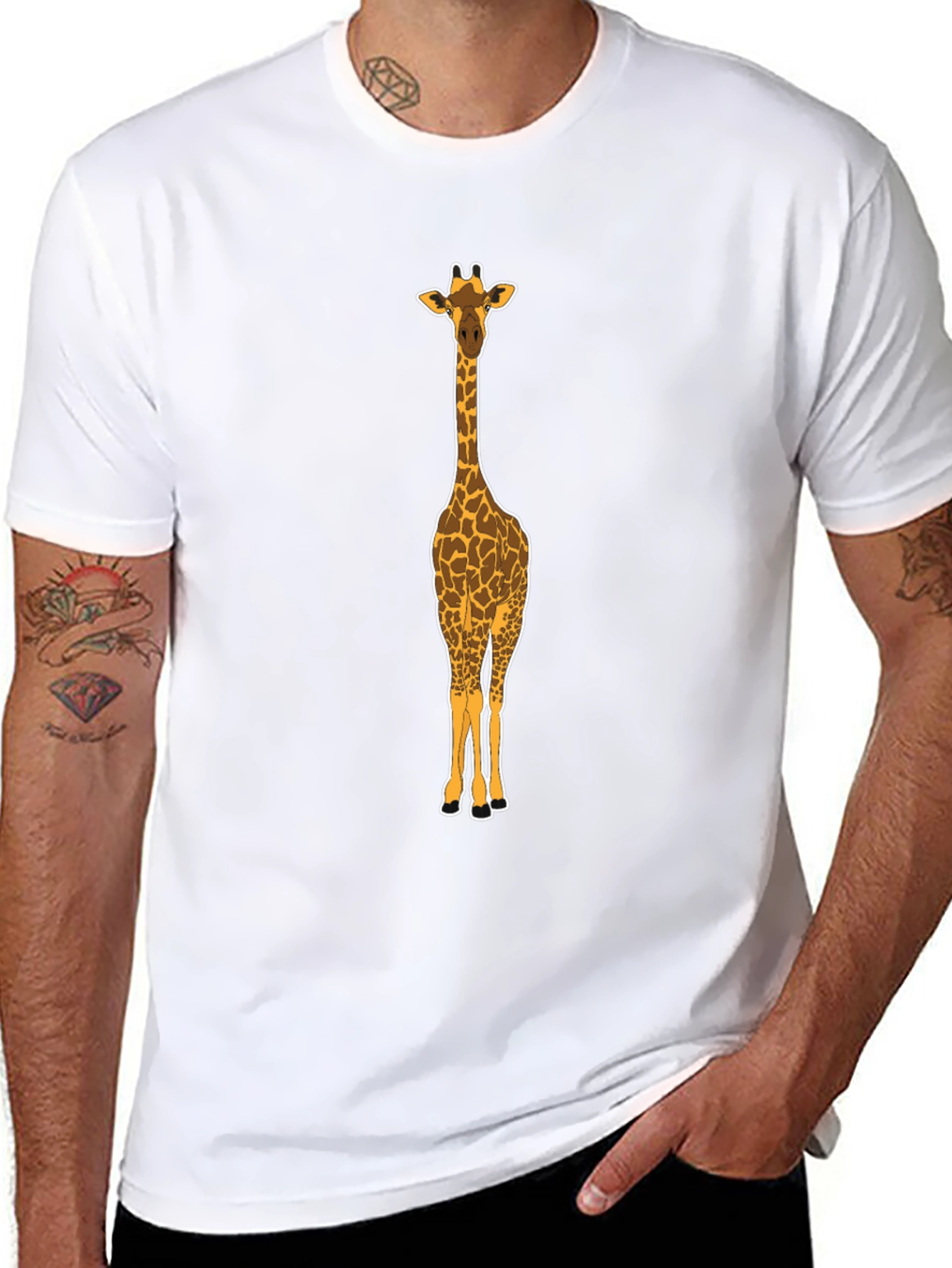 Giraffe Graphic Tee - Mens Black Crew Neck T-Shirt