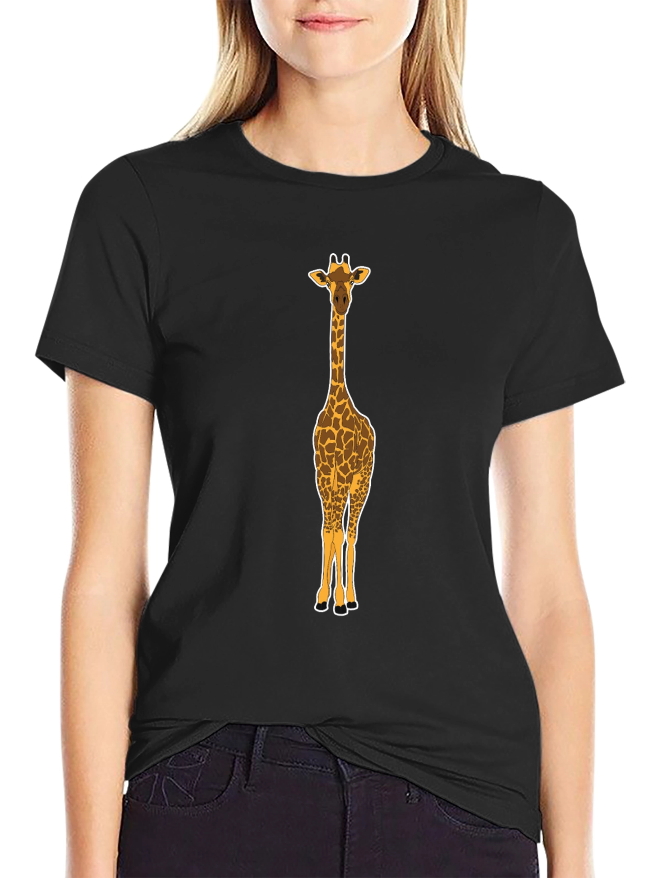 Giraffe Graphic Tee - Mens Black Crew Neck T-Shirt