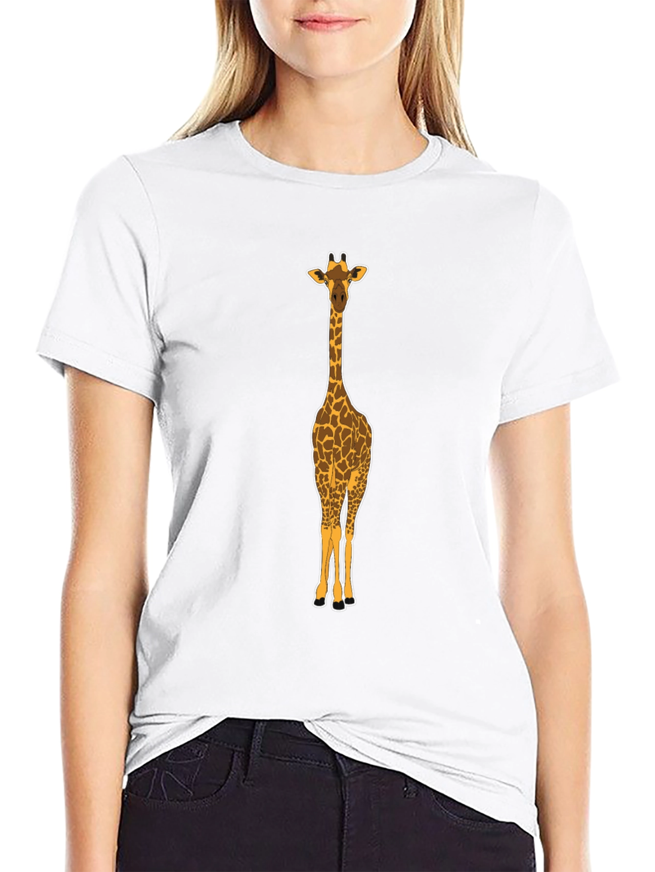 Giraffe Graphic Tee - Mens Black Crew Neck T-Shirt