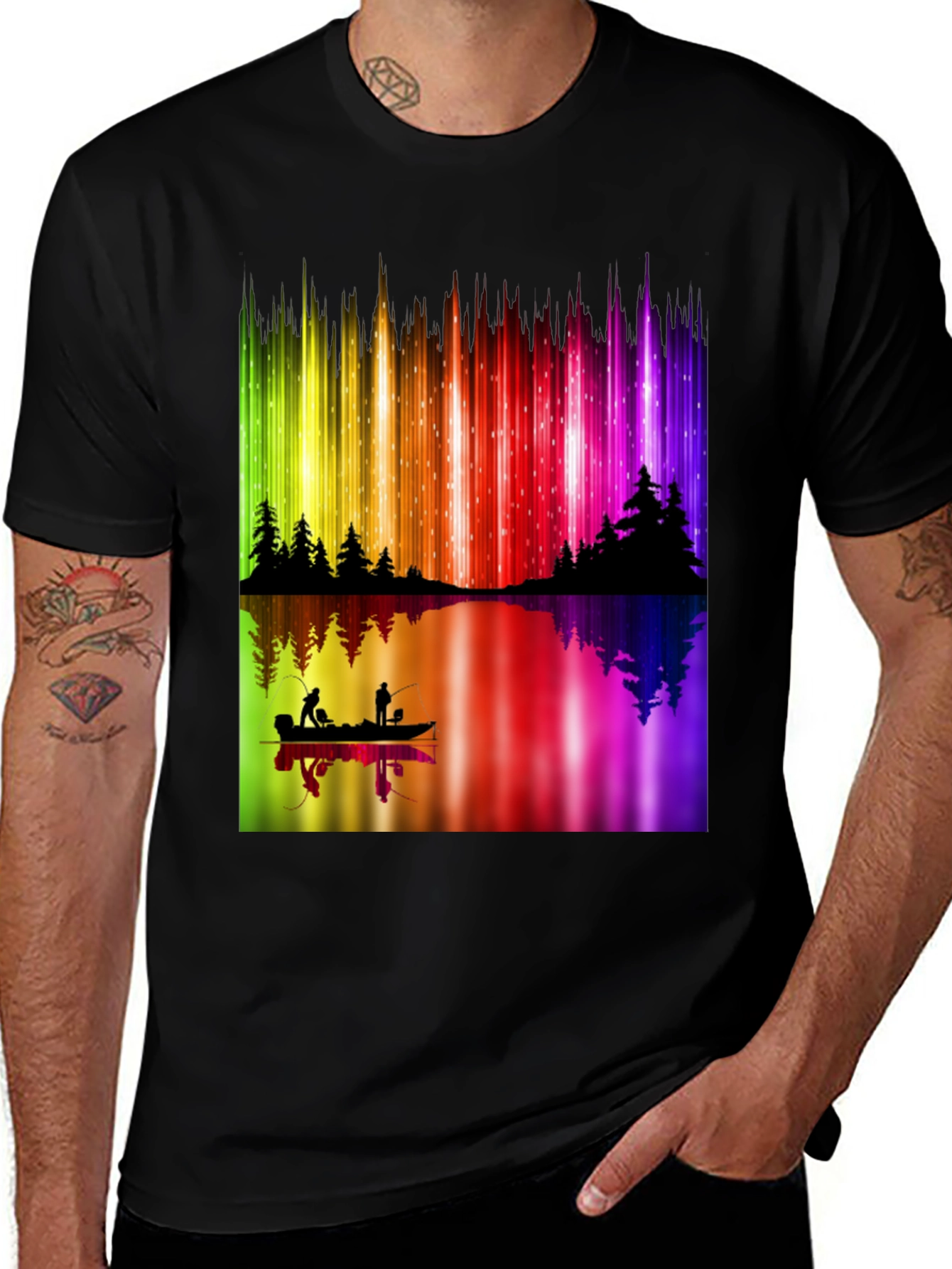 Aurora Borealis Fishing T-Shirt