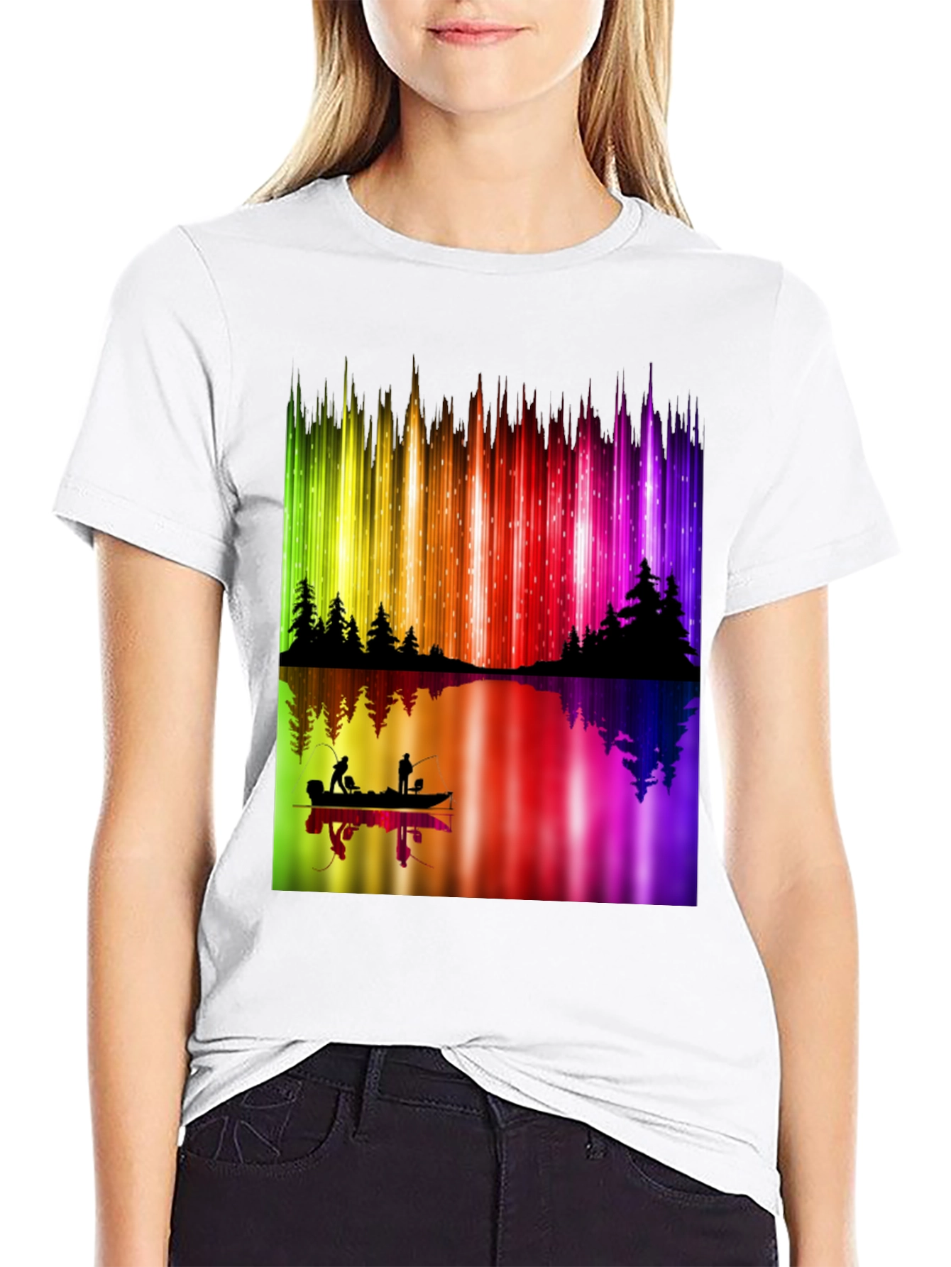Aurora Borealis Fishing T-Shirt