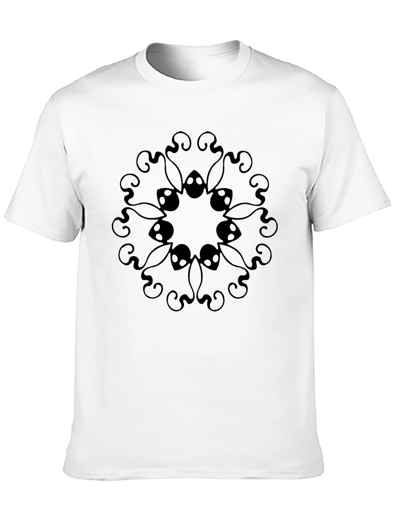 Mens Black Graphic Tee - Mandala Design