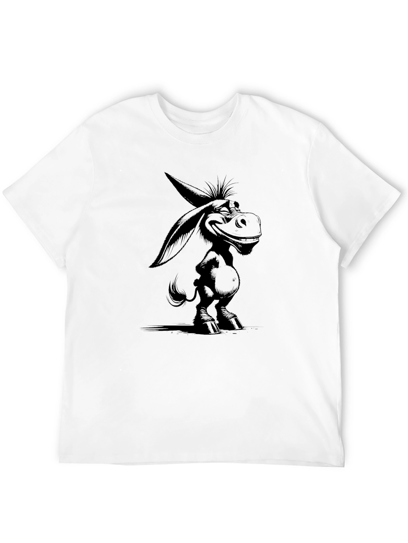 Cartoon Donkey Graphic Tee - Black Unisex T-Shirt