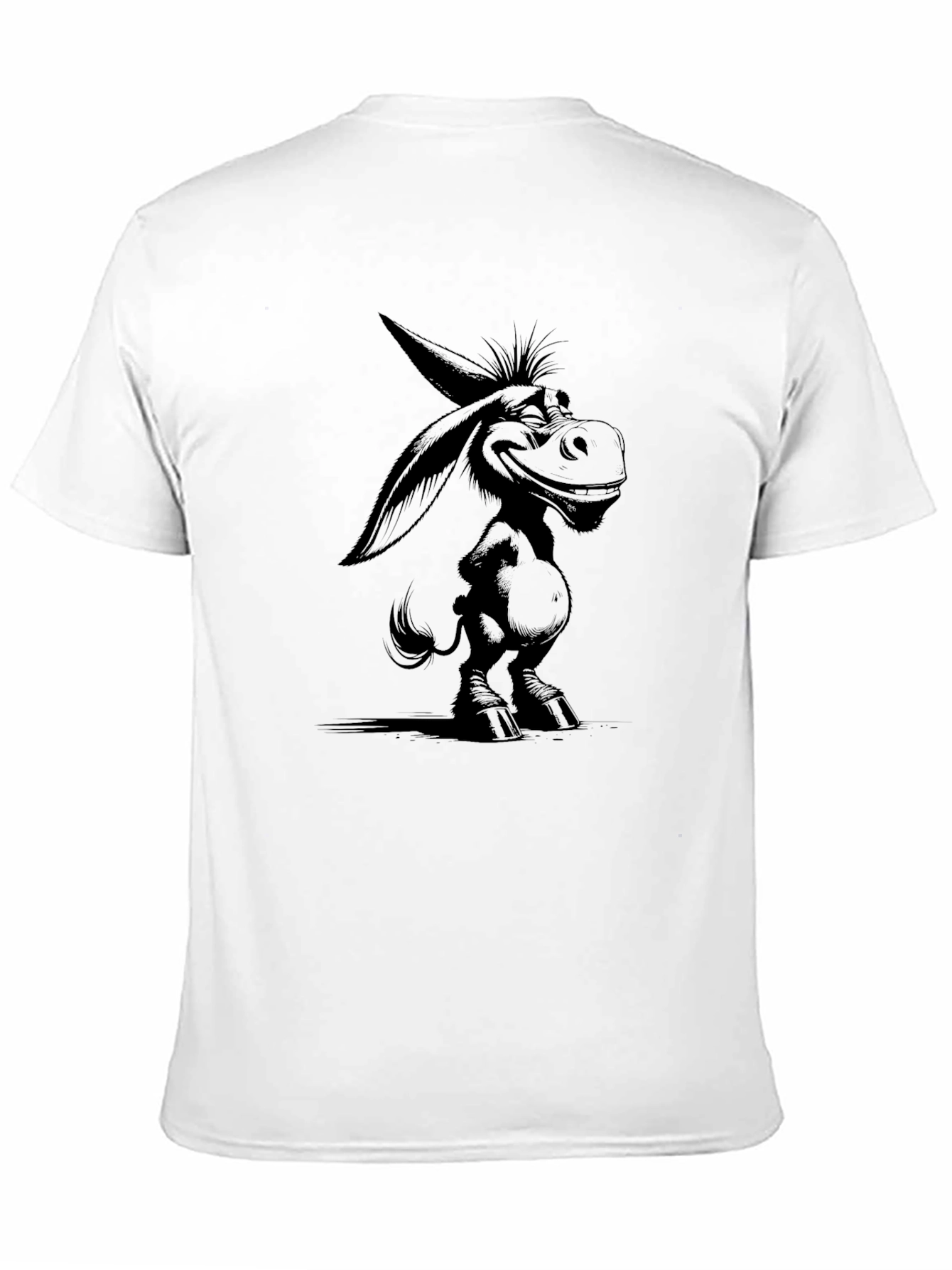 Cartoon Donkey Graphic Tee - Black Unisex T-Shirt