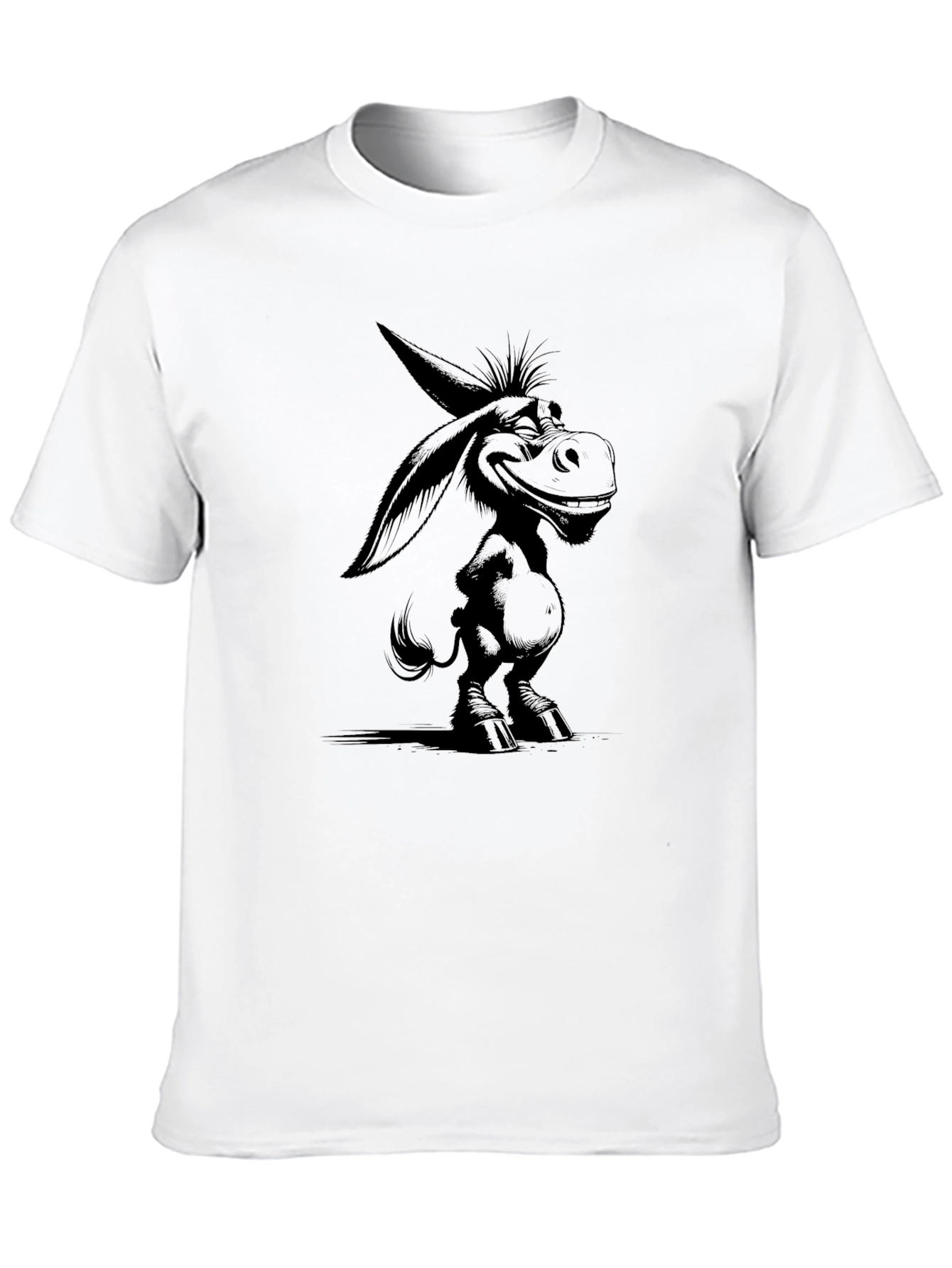 Cartoon Donkey Graphic Tee - Black Unisex T-Shirt