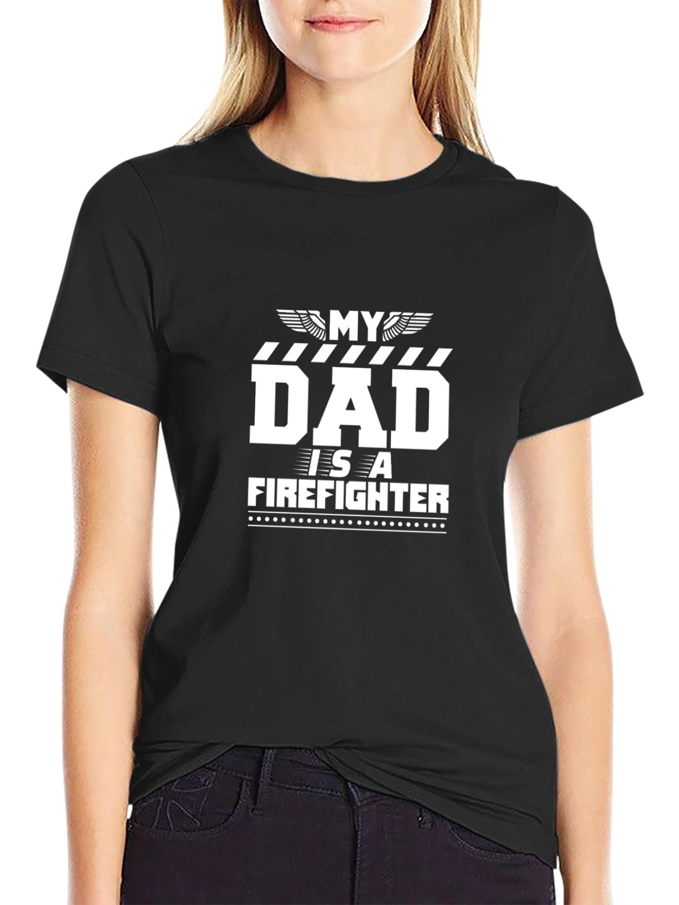 My Dad Is A Firefighter Black T-Shirt
