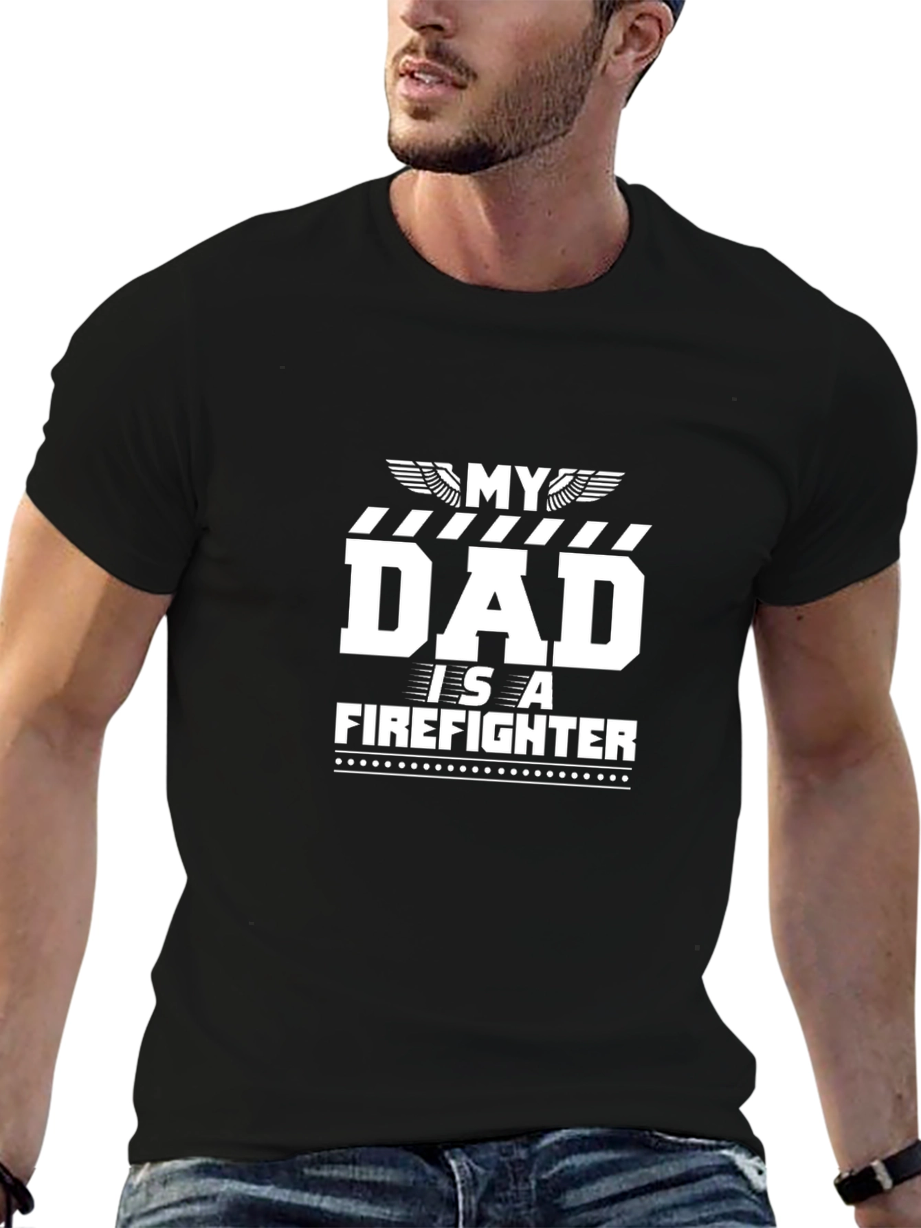 My Dad Is A Firefighter Black T-Shirt