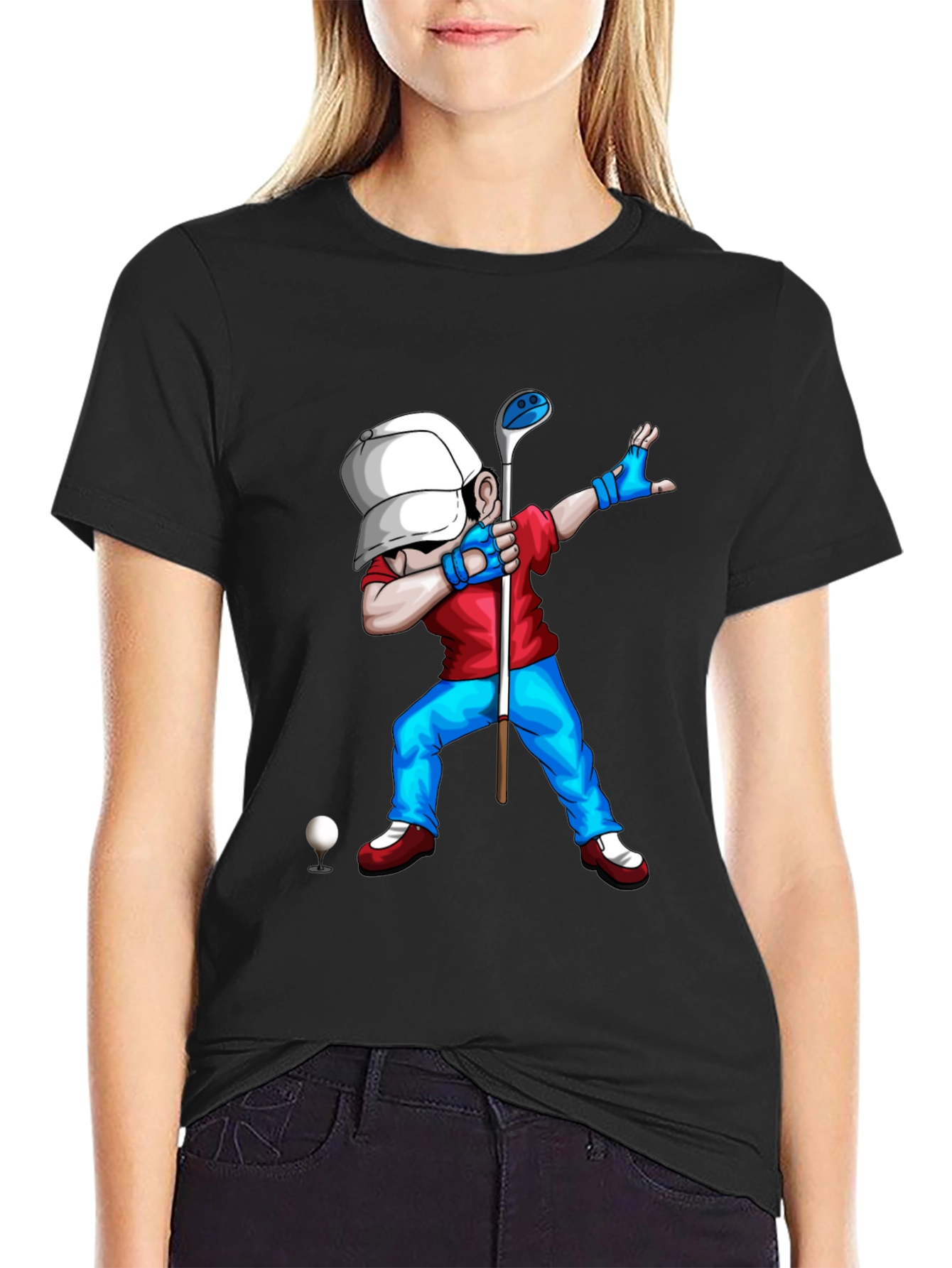 Golf Dabbing Cartoon Graphic Tee