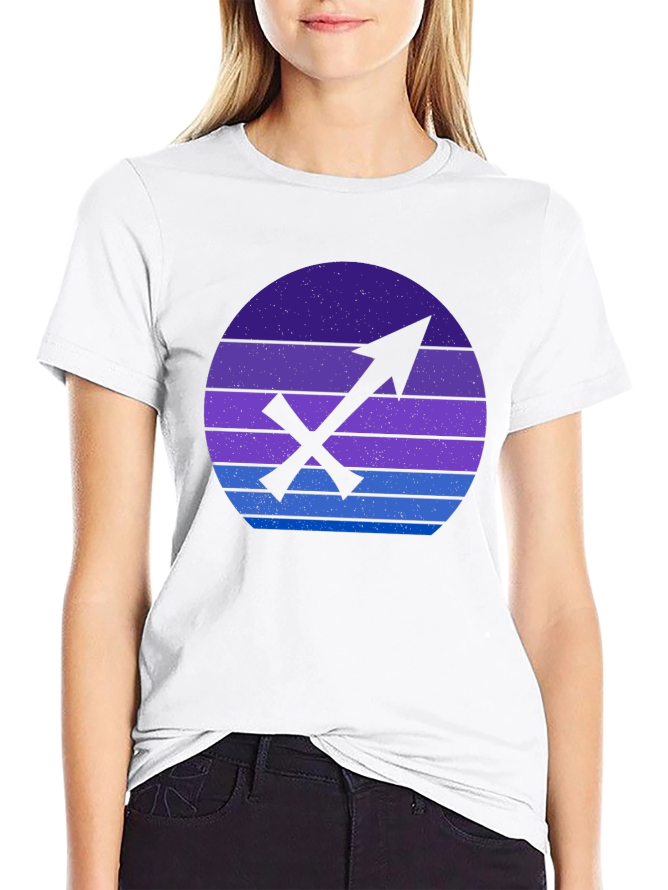 Sagittarius Zodiac Graphic Tee - Retro Sunset Design
