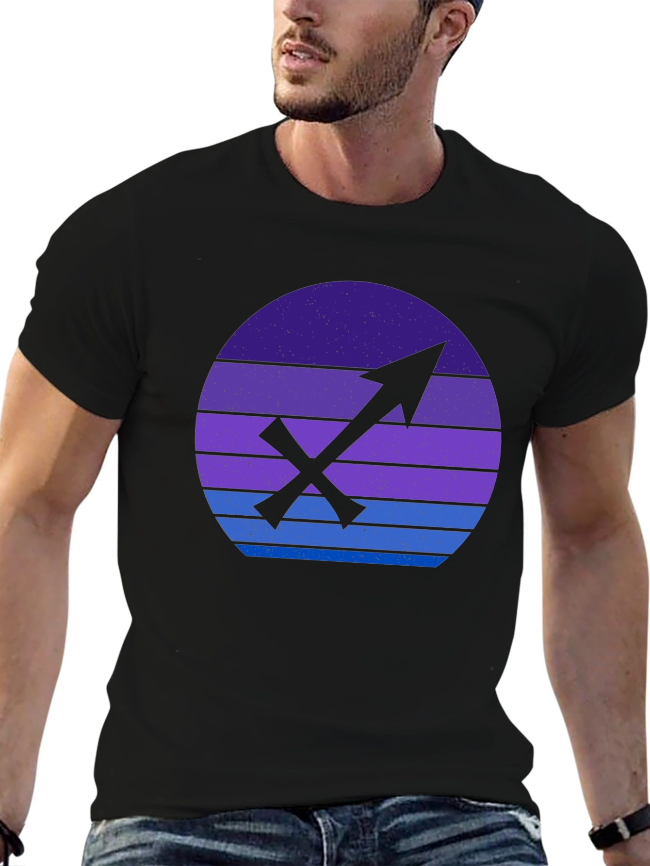 Sagittarius Zodiac Graphic Tee - Retro Sunset Design