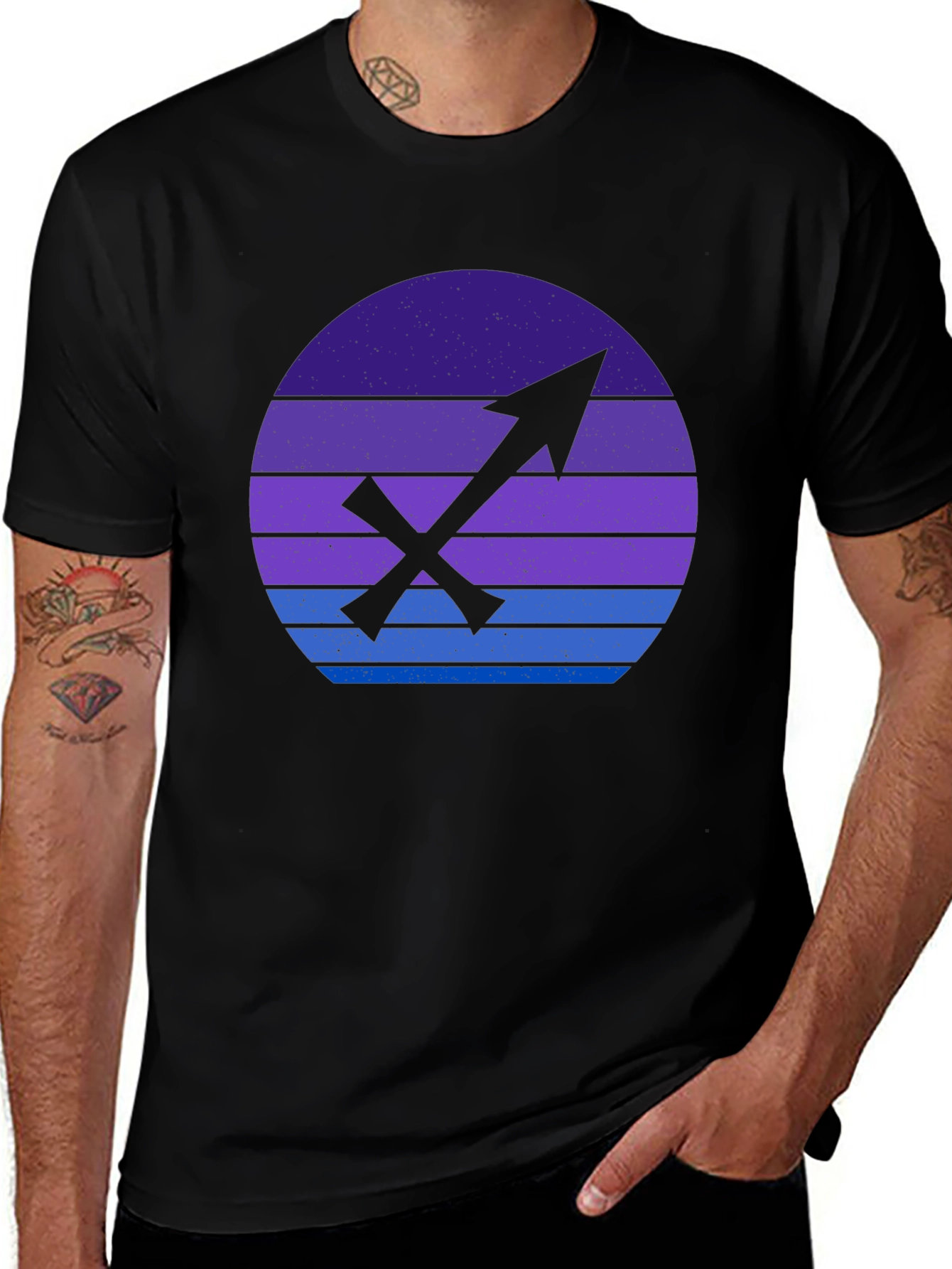 Sagittarius Zodiac Graphic Tee - Retro Sunset Design