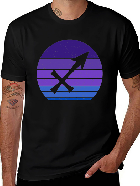 Sagittarius Zodiac Graphic Tee - Retro Sunset Design