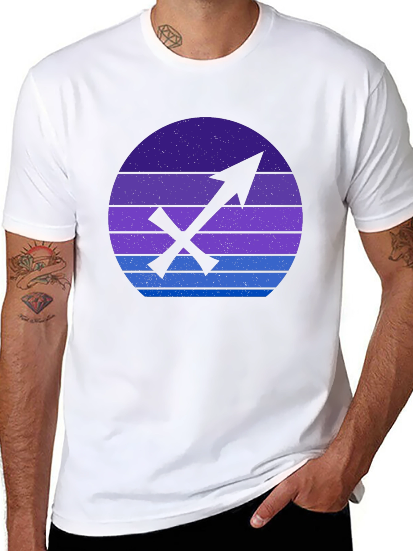 Sagittarius Zodiac Graphic Tee - Retro Sunset Design