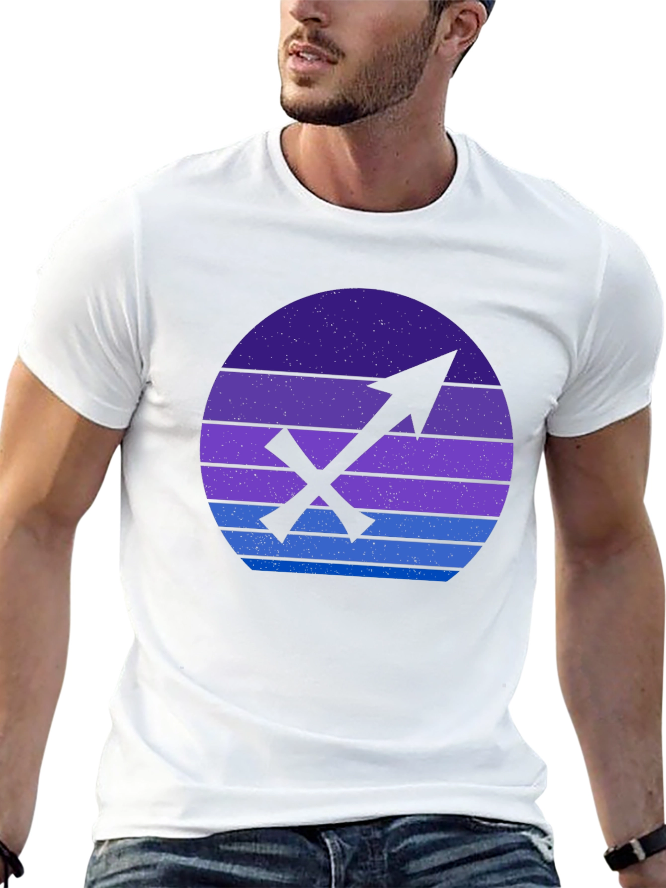 Sagittarius Zodiac Graphic Tee - Retro Sunset Design