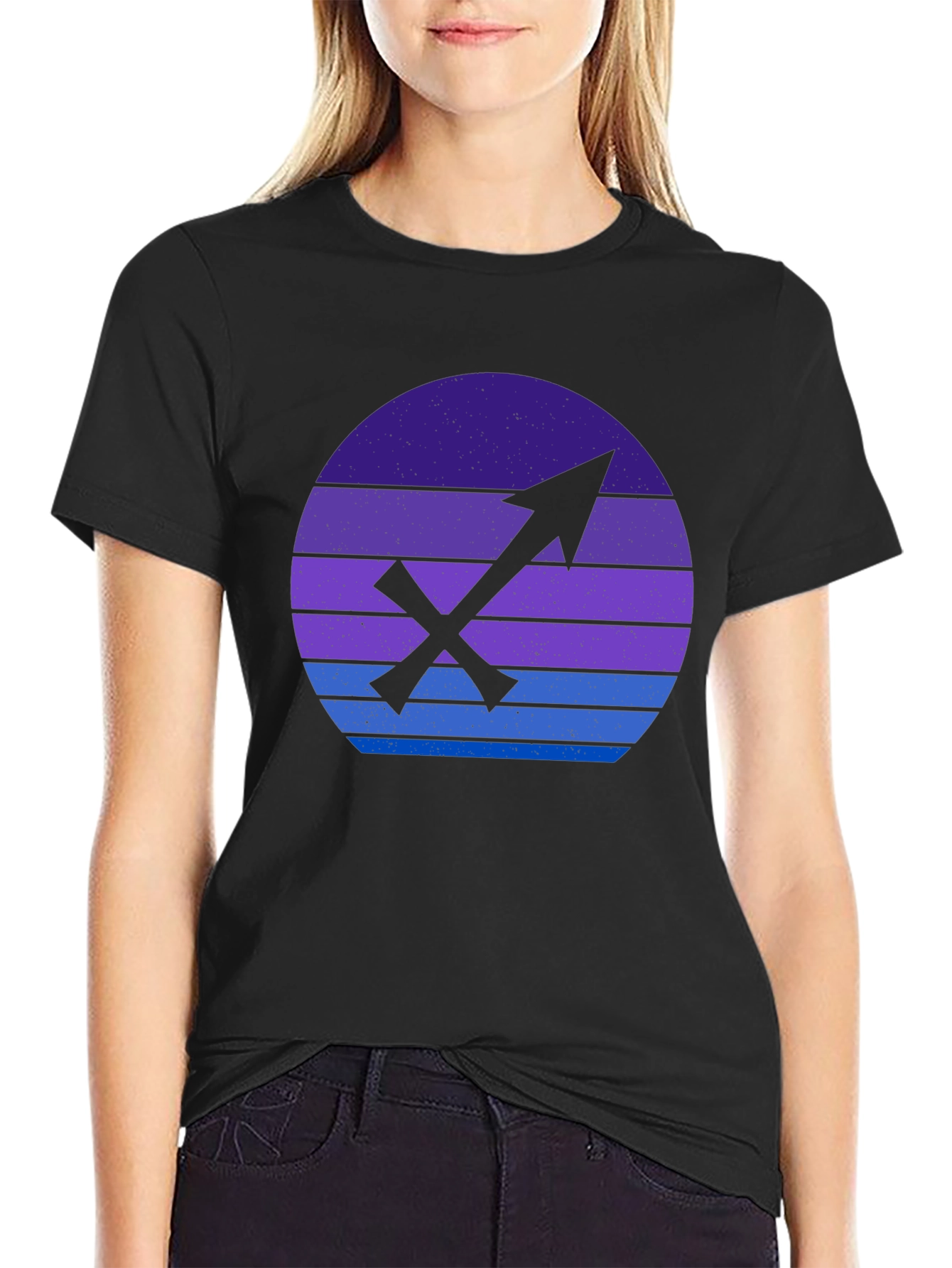 Sagittarius Zodiac Graphic Tee - Retro Sunset Design