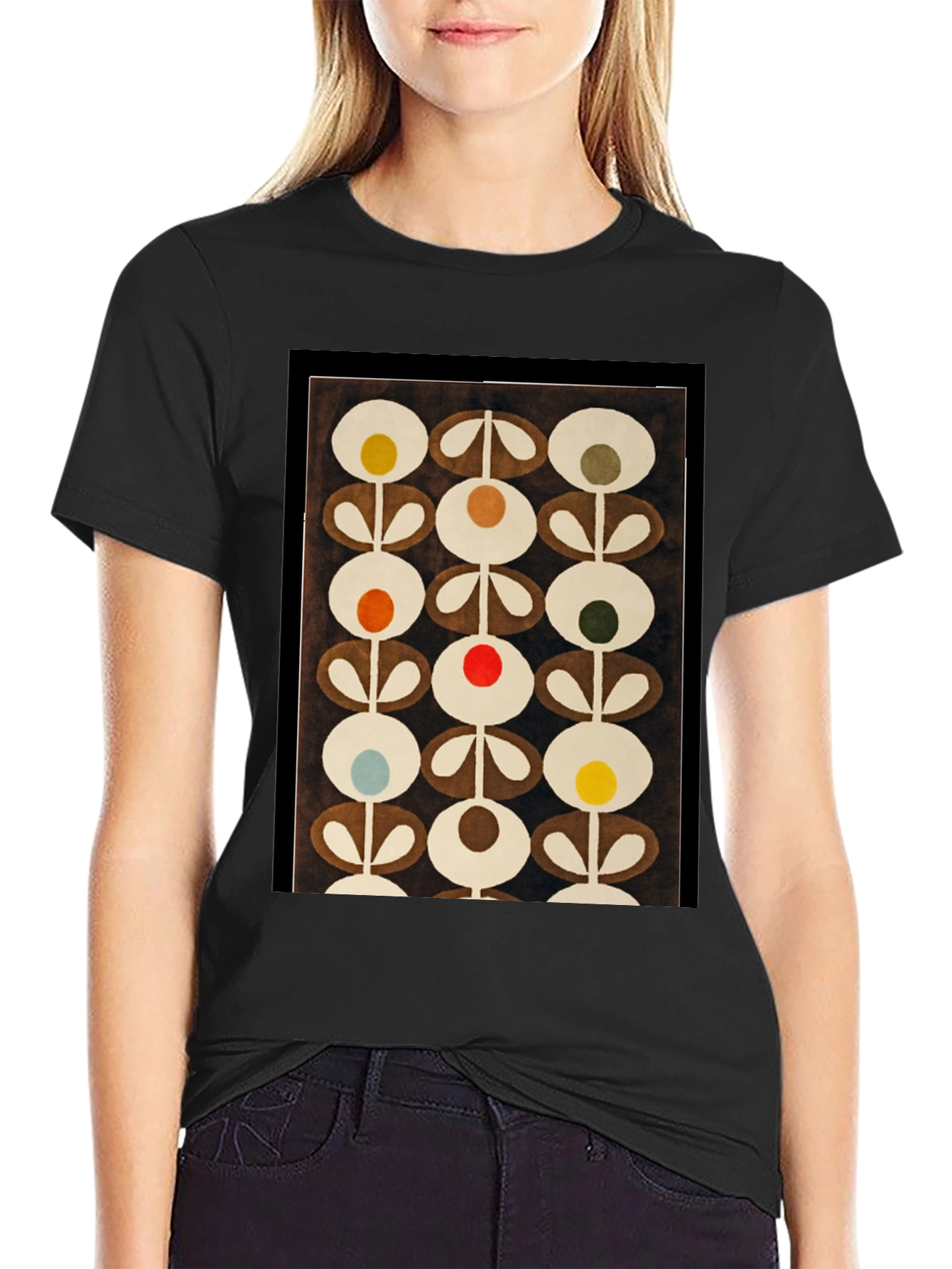 Retro Flower Power T-Shirt - Bold Abstract Design